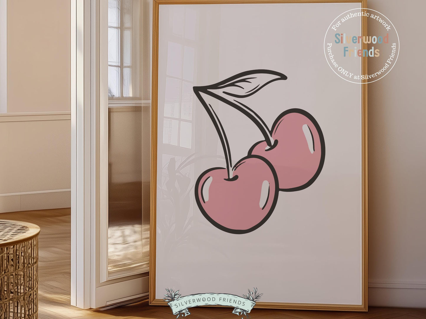 Pink Cherry Print, Cowgirl Coquette Print, Cherry Wall Art, Bar Cart Art, Coquette Room Decor,Teen Girl Western Dopamine Decor Digital Print