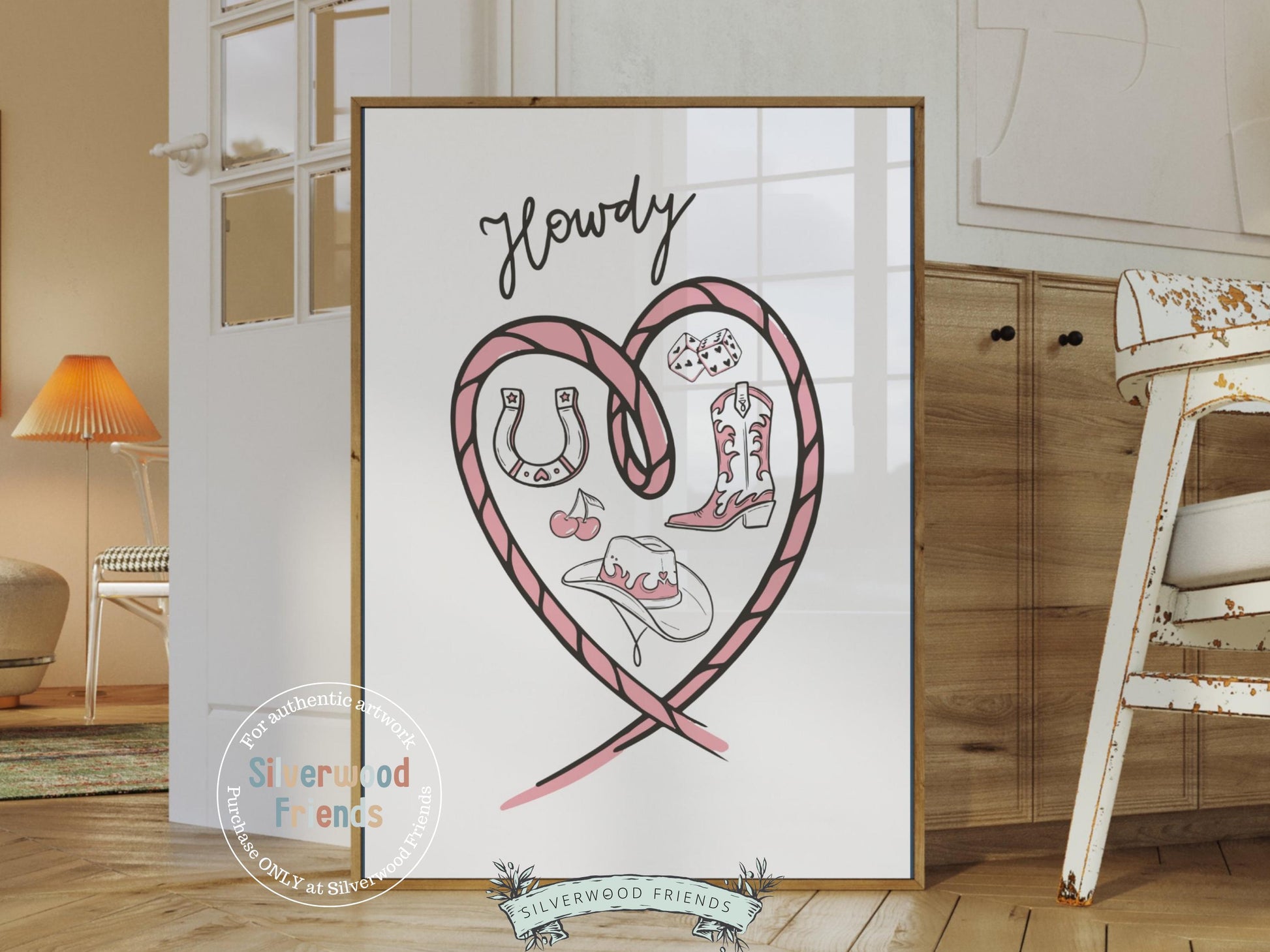 Howdy Cowgirl Print, Cowgirl Boots Print, Love Heart Print, Western Coquette Nursery Decor, Teen Girl Western Dopamine Decor Digital Print