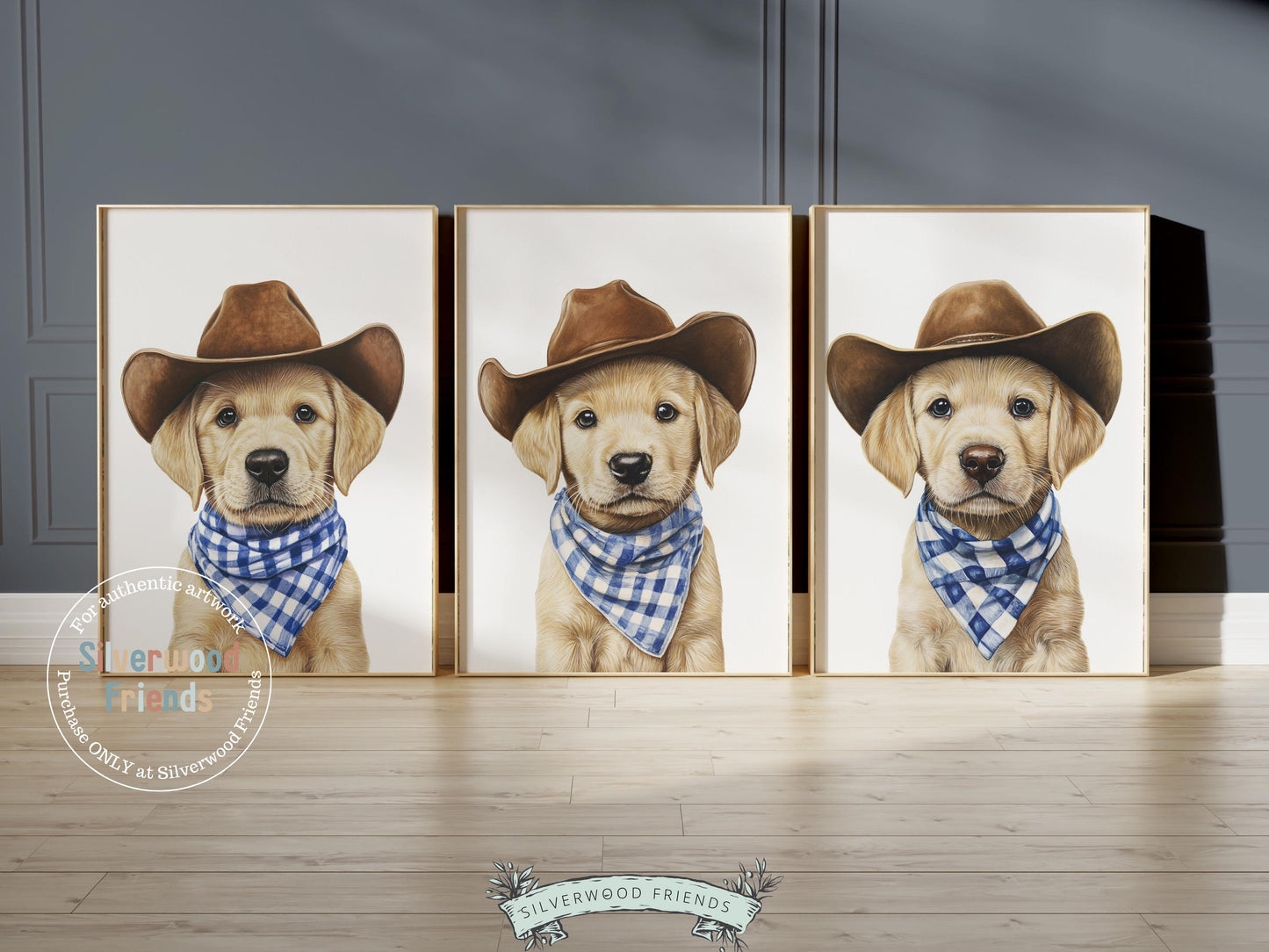Labrador Dog Cowboy Hat Print, Cowboy Western Dog Nursery Decor, Cowboy Western Dog Nursery Wall Art, Yellow Labrador Puppy Digital Prints