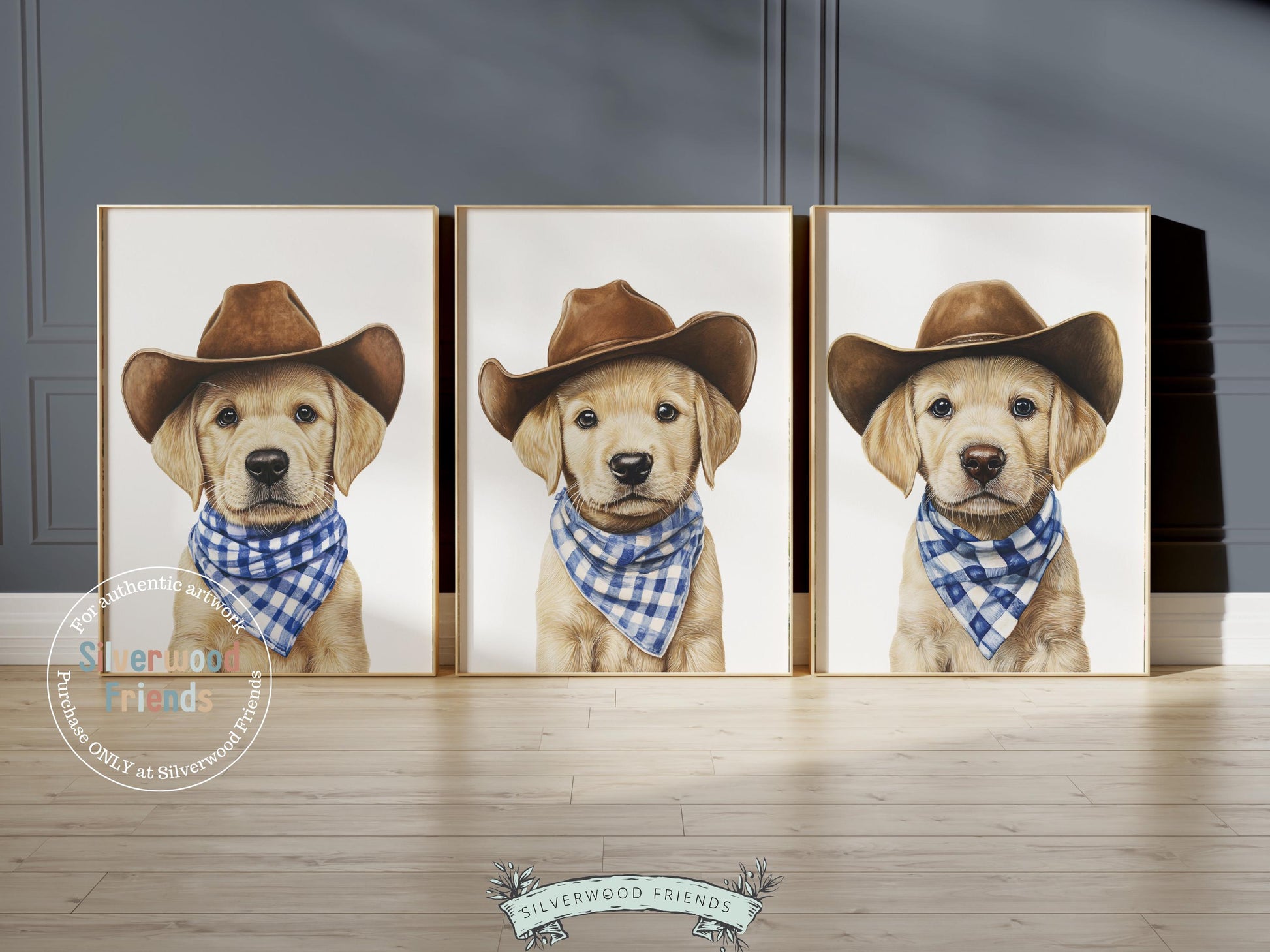 Labrador Dog Cowboy Hat Print, Cowboy Western Dog Nursery Decor, Cowboy Western Dog Nursery Wall Art, Yellow Labrador Puppy Digital Prints