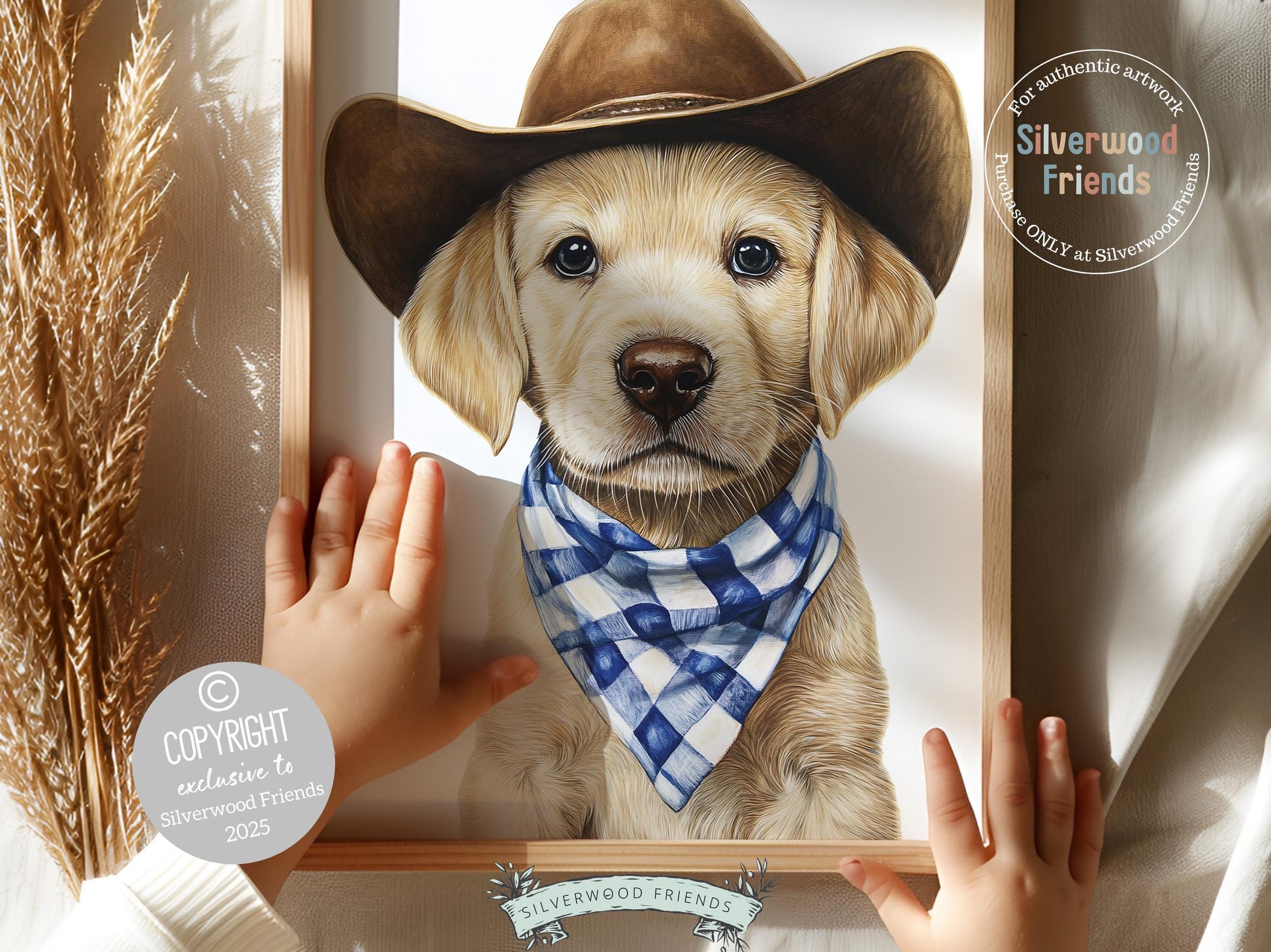 Labrador Dog Cowboy Hat Print, Cowboy Western Dog Nursery Decor, Cowboy Western Dog Nursery Wall Art, Yellow Labrador Puppy Digital Prints