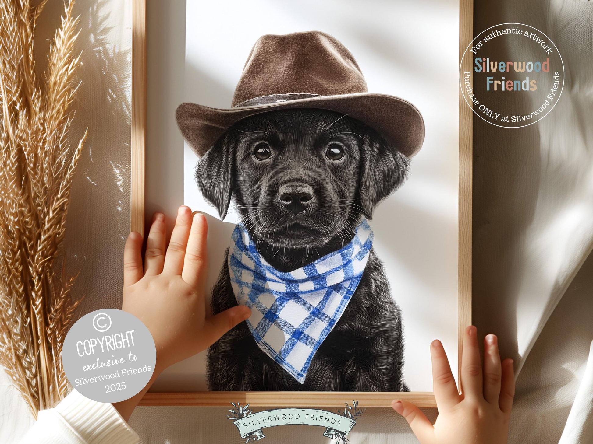 Labrador Dog Cowboy Hat Print, Baby Boy Cowboy Western Nursery Decor, Cowboy Western Dog Nursery Wall Art Black Labrador Puppy Digital Print