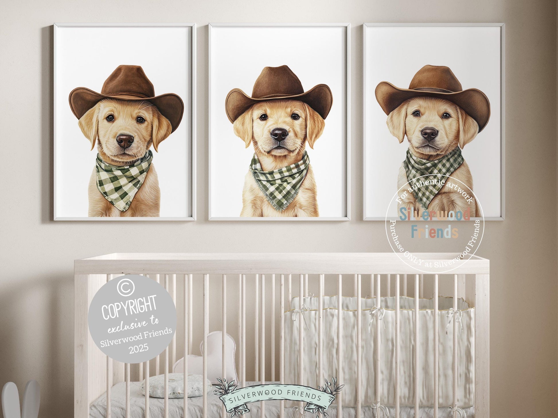 Labrador Dog Cowboy Hat Print, Cowboy Western Dog Nursery Decor, Cowboy Western Dog Nursery Wall Art, Yellow Labrador Puppy Digital Prints