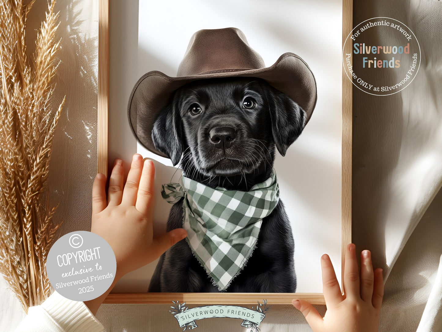 Labrador Dog Cowboy Hat Print, Baby Boy Cowboy Western Nursery Decor, Cowboy Western Dog Nursery Wall Art Black Labrador Puppy Digital Print