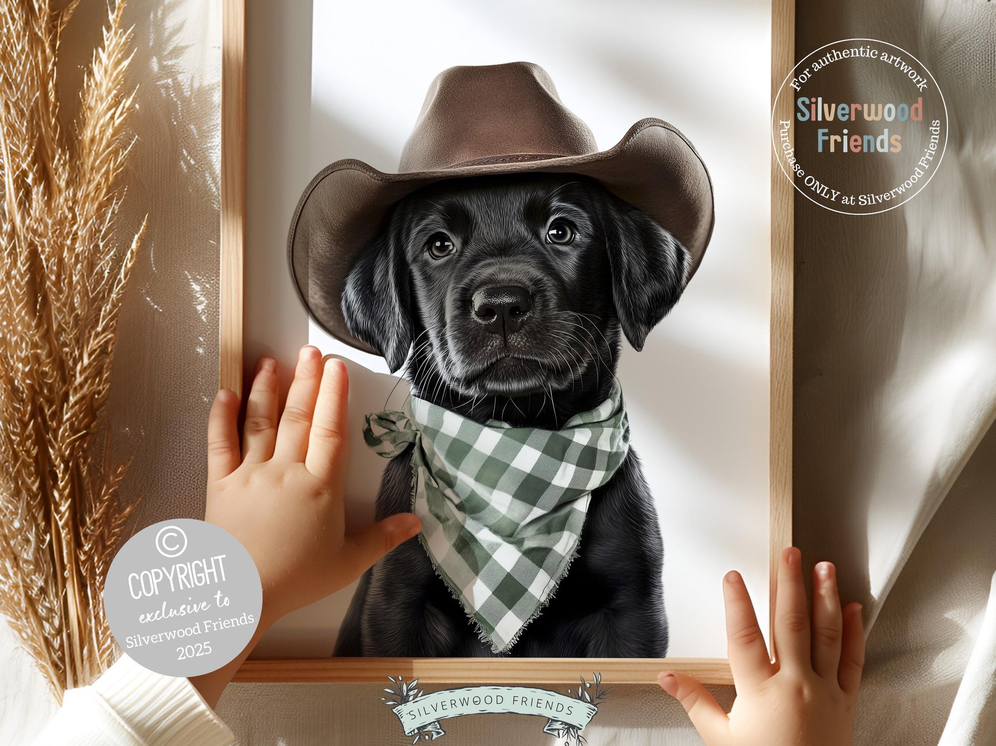 Labrador Dog Cowboy Hat Print, Baby Boy Cowboy Western Nursery Decor, Cowboy Western Dog Nursery Wall Art Black Labrador Puppy Digital Print