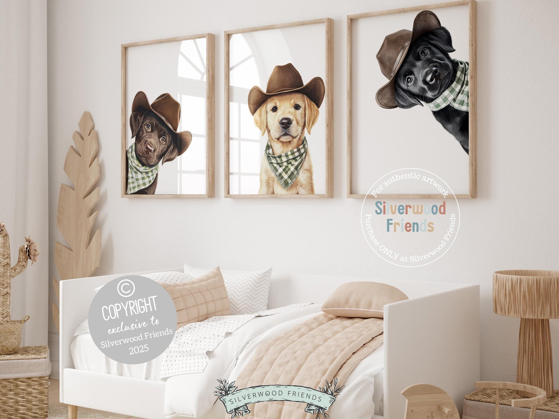 Labrador Dog Cowboy Hat Print, Neutral Cowboy Western Dog Nursery Decor, Cowboy Western Dog Nursery Wall Art, Labrador Puppy Digital Prints