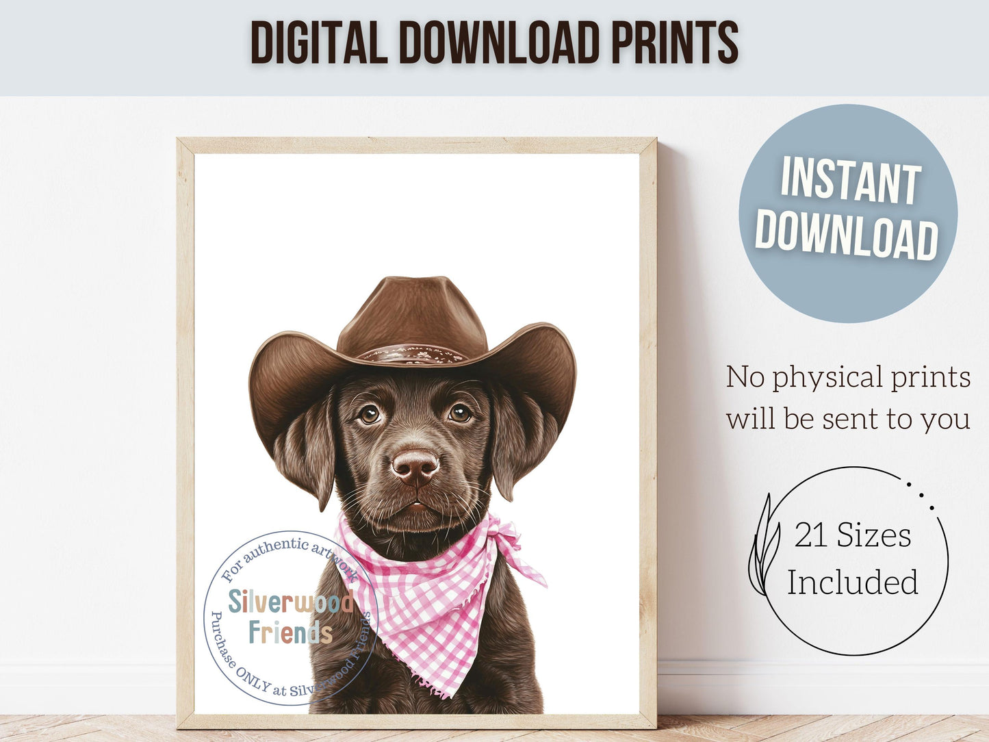 Labrador Dog Cowboy Hat Print, Baby Girl Pink Cowgirl Western Dog Nursery Decor, Cowgirl Western Nursery Wall Art Labrador Dog Digital Print