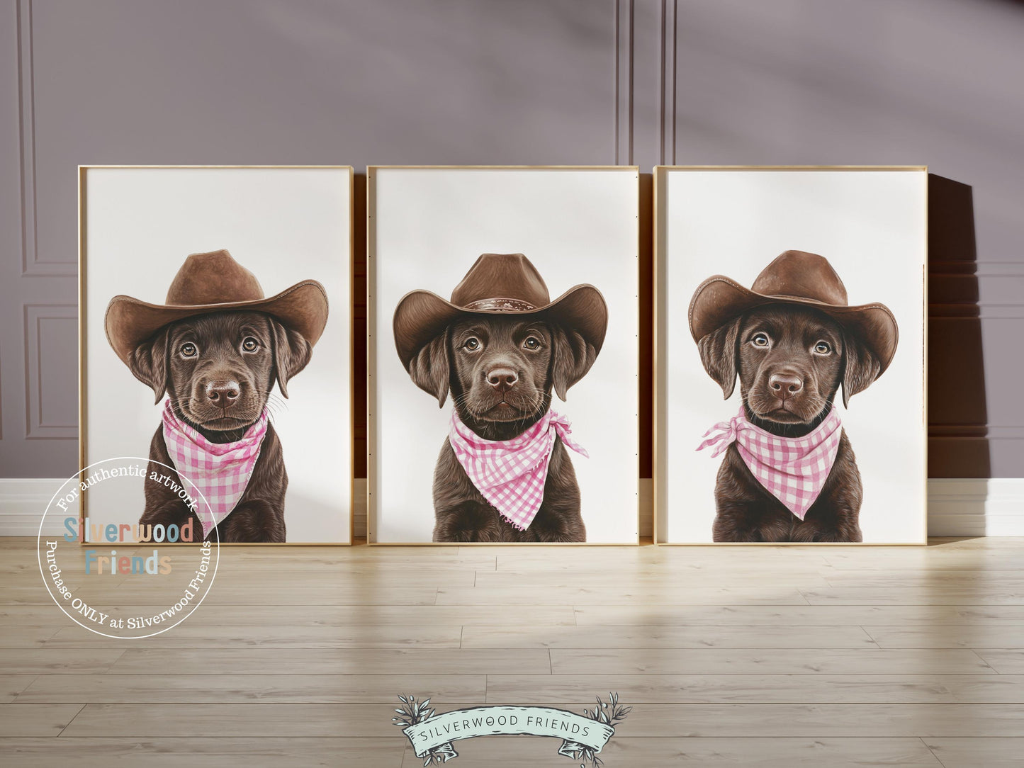 Labrador Dog Cowboy Hat Print, Baby Girl Pink Cowgirl Western Dog Nursery Decor, Cowgirl Western Nursery Wall Art Labrador Dog Digital Print