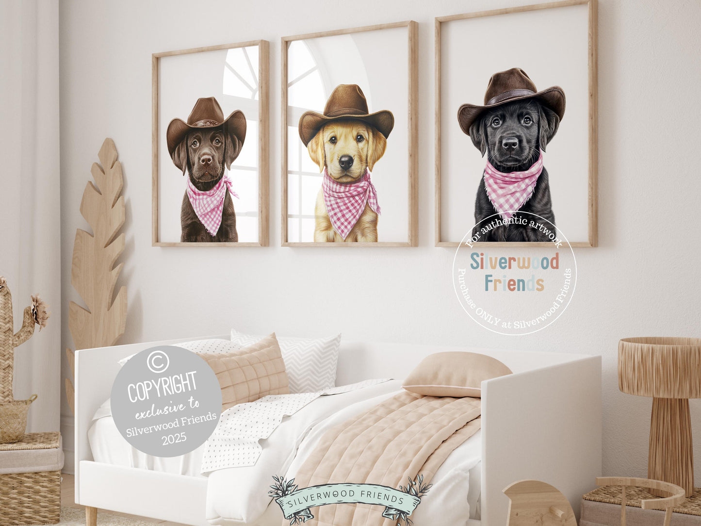 Labrador Dog Cowboy Hat Print, Baby Girl Pink Cowgirl Western Dog Nursery Decor, Girls Farmyard Dog Nursery Wall Art Labrador Digital Print