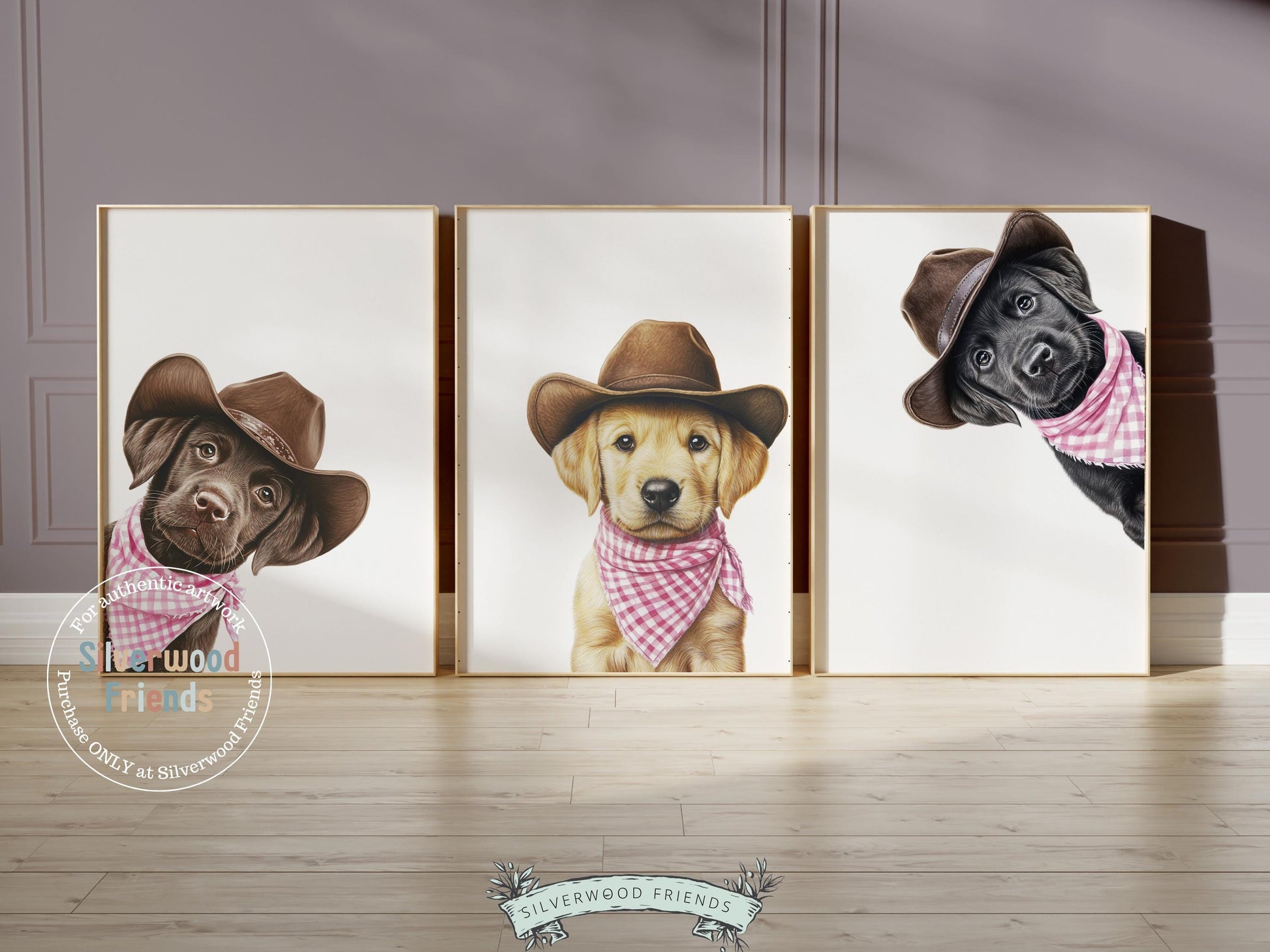 Labrador Dog Cowboy Hat Print, Baby Girl Pink Cowgirl Western Dog Nursery Decor, Cowboy Western Dog Nursery Wall Art, Labrador Digital Print