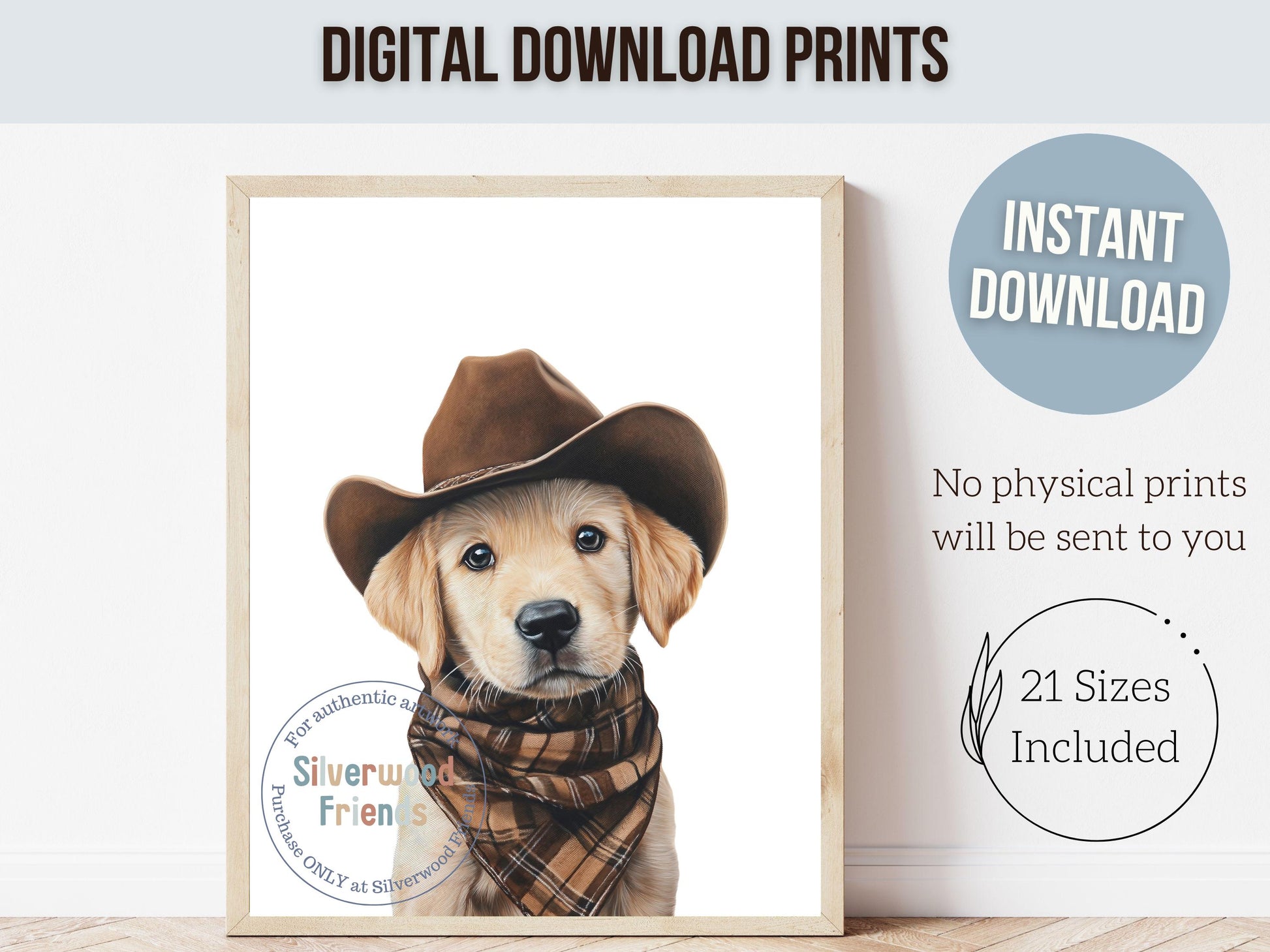 Labrador Dog Cowboy Hat Print, Gender Neutral Cowboy Western Dog Nursery Decor, Unisex Cowboy Western Dog Nursery Wall Art Digital Prints