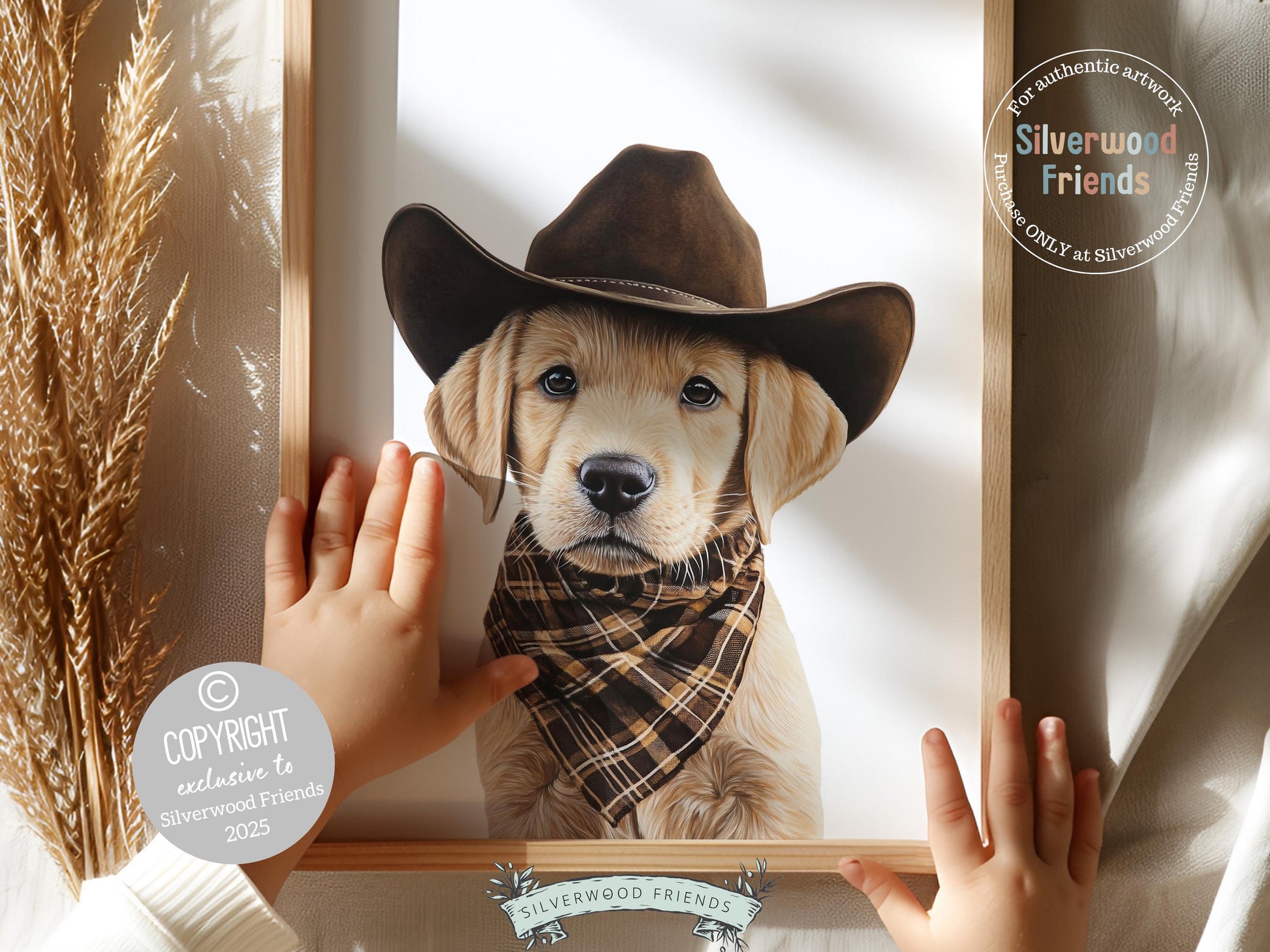 Labrador Dog Cowboy Hat Print, Gender Neutral Cowboy Western Dog Nursery Decor, Unisex Cowboy Western Dog Nursery Wall Art Digital Prints