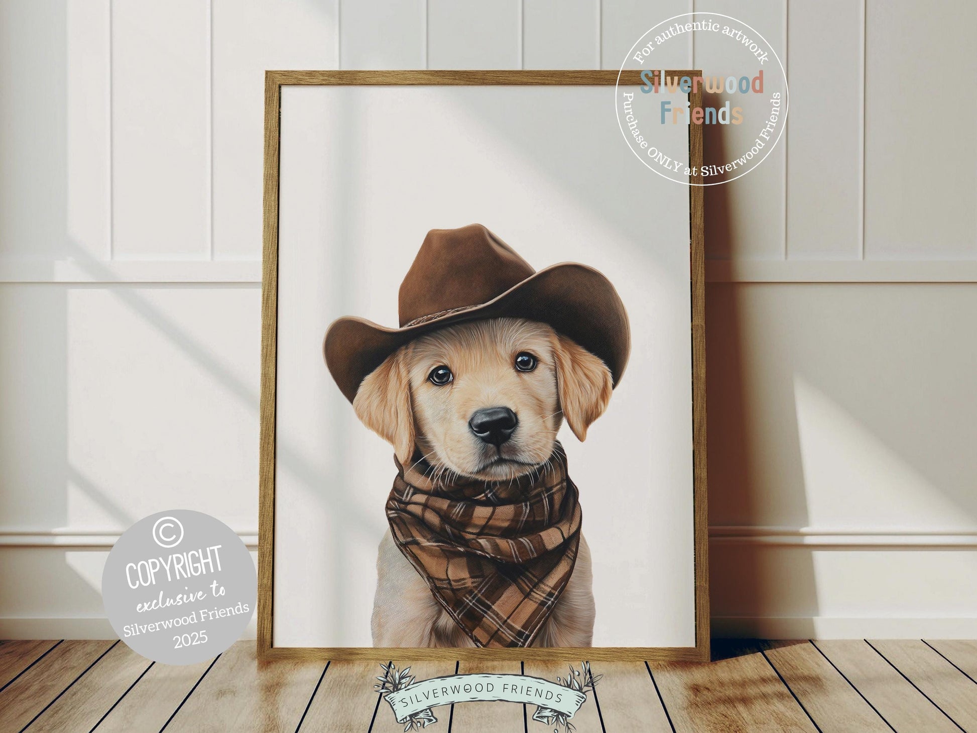Labrador Dog Cowboy Hat Print,Neutral Cowboy Western Nursery Decor, Dog Nursery Wall Art, Mudroom Wall Decor Yellow Labrador Digital Print