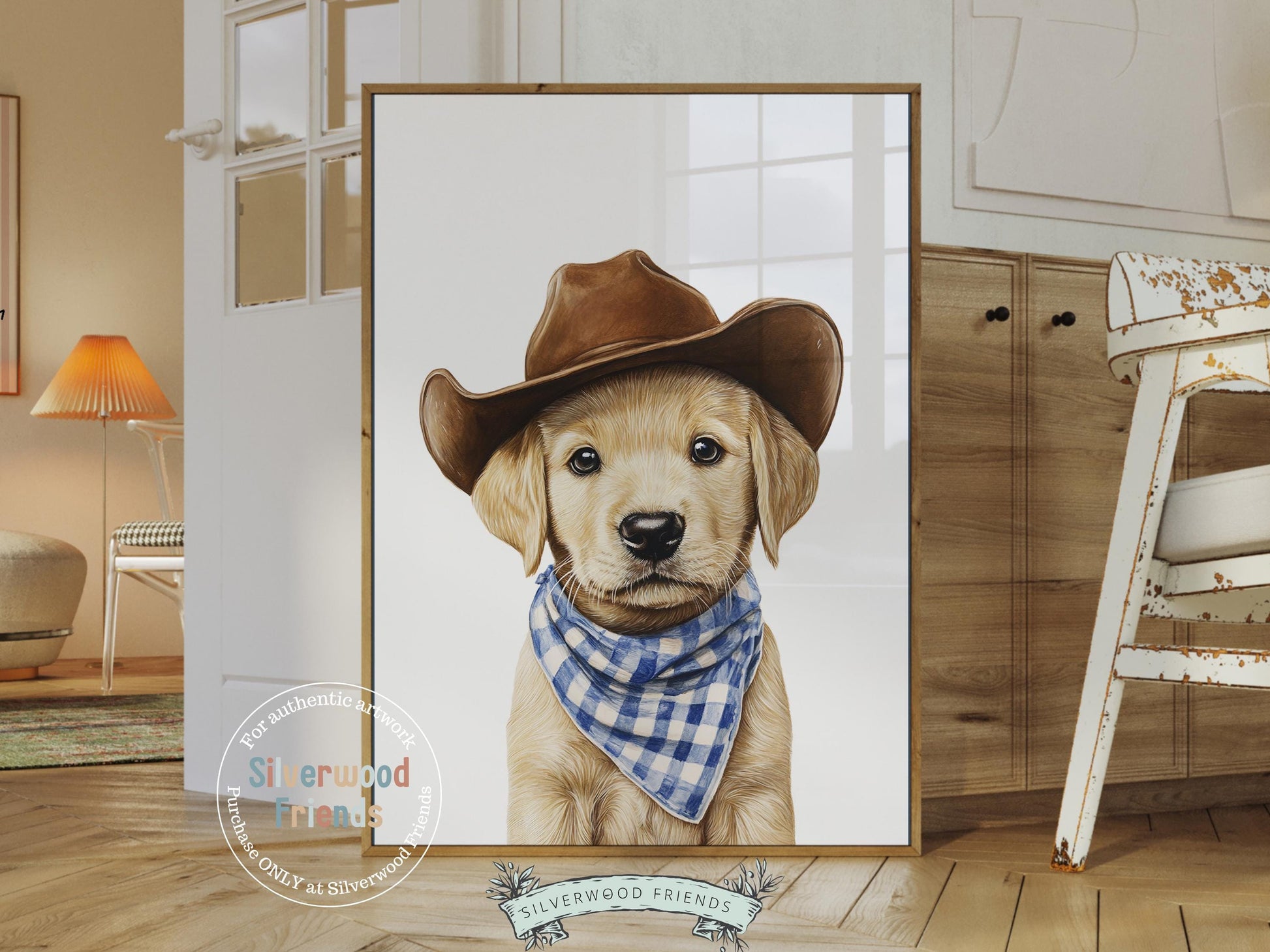 Labrador Dog Cowboy Hat Print, Boys Cowboy Western Nursery Decor, Baby Boy Cowboy Dog Nursery Wall Art, Western Labrador Dog Digital Print