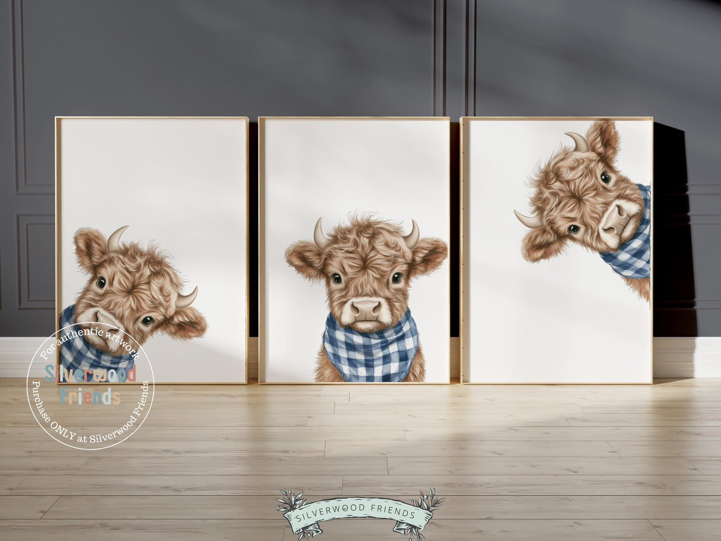 Peeking Baby Highland Cow Nursery Print, Baby Boy Blue Highland Cow Nursery Decor, Highland Cow Gift, Western Nursery Wall Art Digital Print