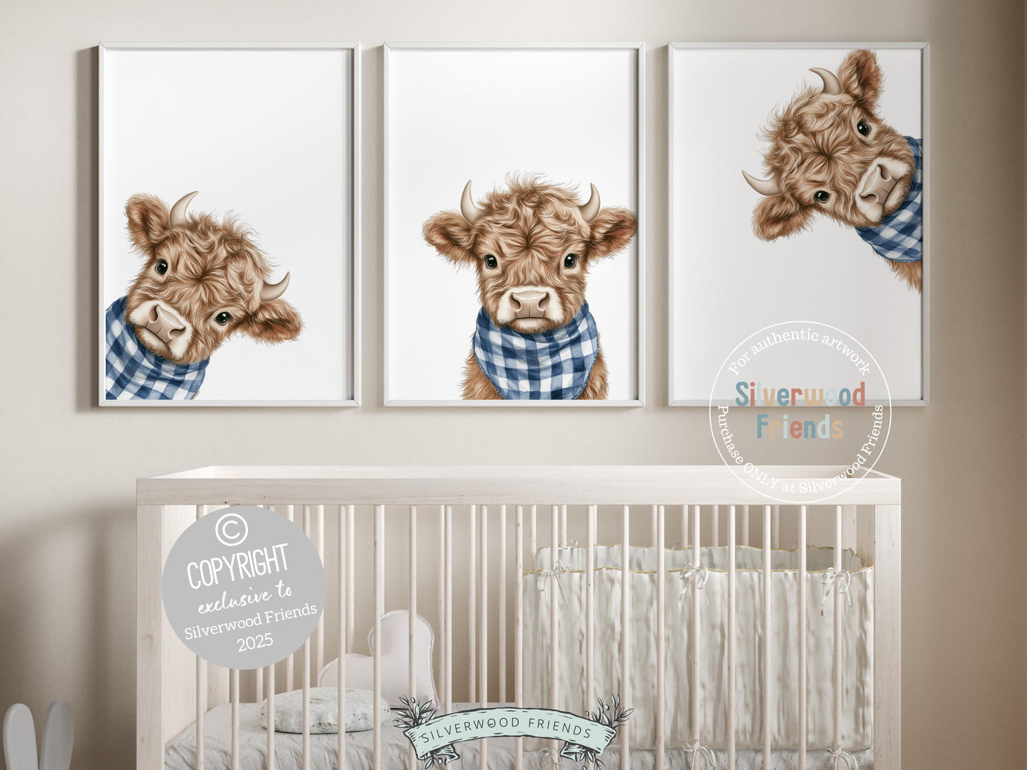 Peeking Baby Highland Cow Nursery Print, Baby Boy Blue Highland Cow Nursery Decor, Highland Cow Gift, Western Nursery Wall Art Digital Print