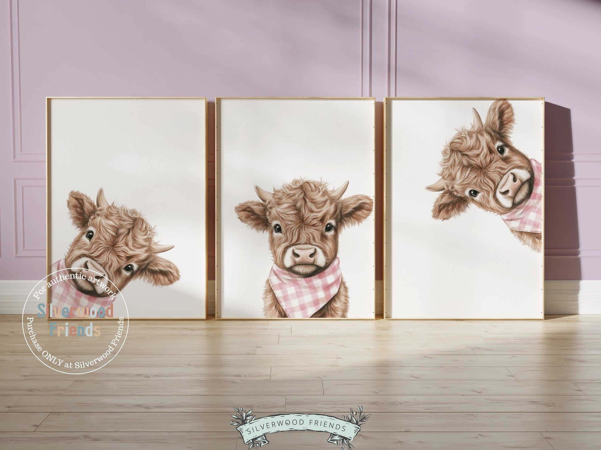 Peeking Baby Highland Cow Nursery Print, Baby Girl Pink Highland Cow Nursery Decor, Baby Girl Pink Western Nursery Wall Art Digital Print