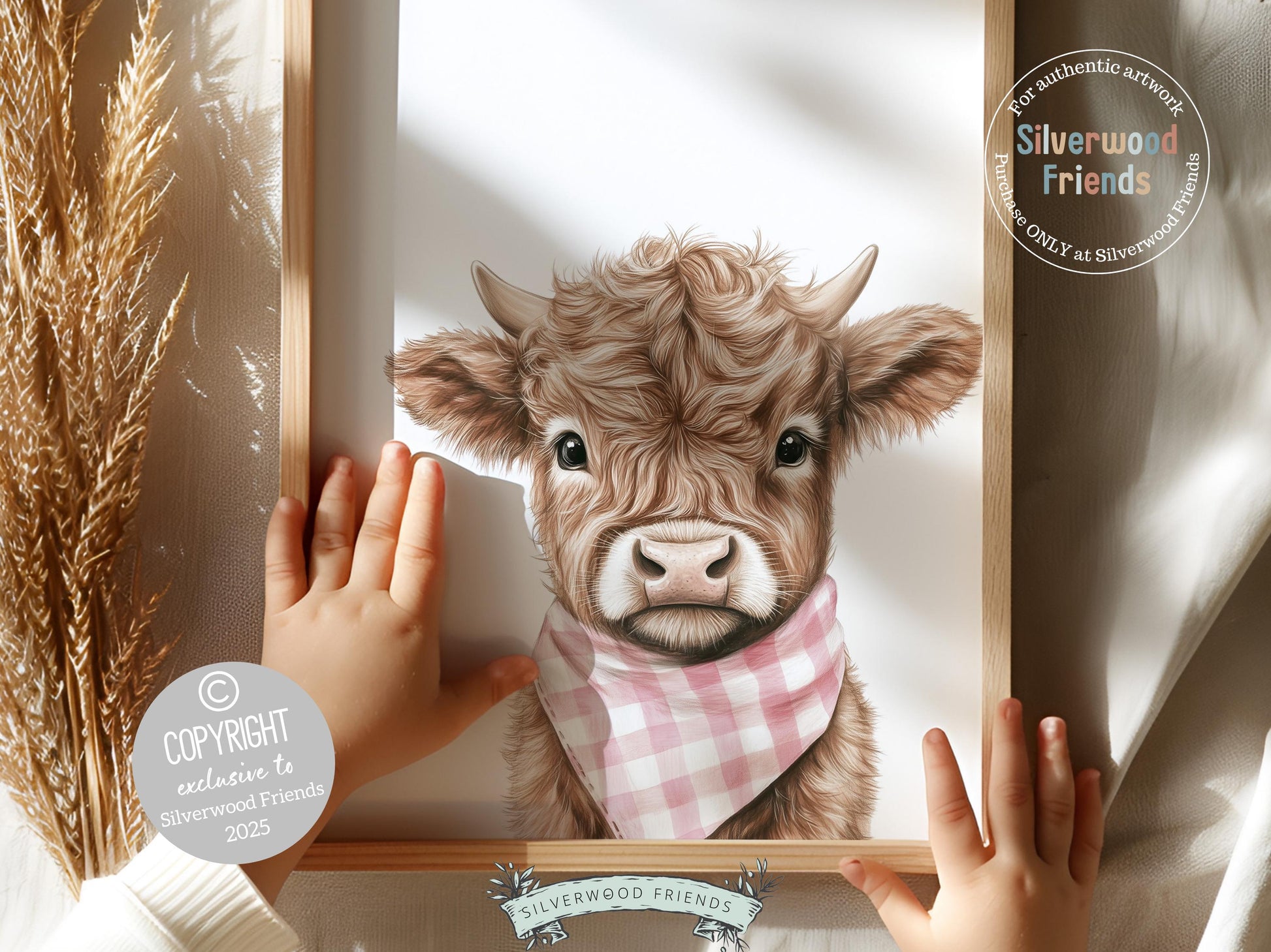 Peeking Baby Highland Cow Nursery Print, Baby Girl Pink Highland Cow Nursery Decor, Baby Girl Pink Western Nursery Wall Art Digital Print