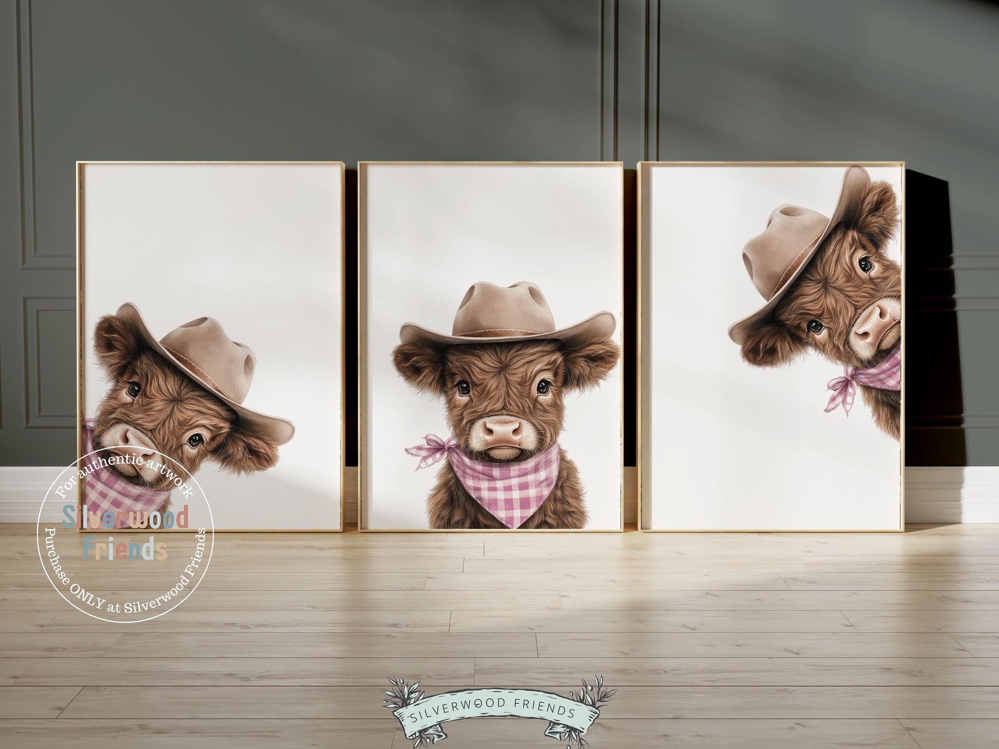Peeking Baby Highland Cow Nursery Print, Baby Girl Pink Highland Cow Nursery Decor, Baby Girl Cowgirl Western Nursery Wall Art Digital Print