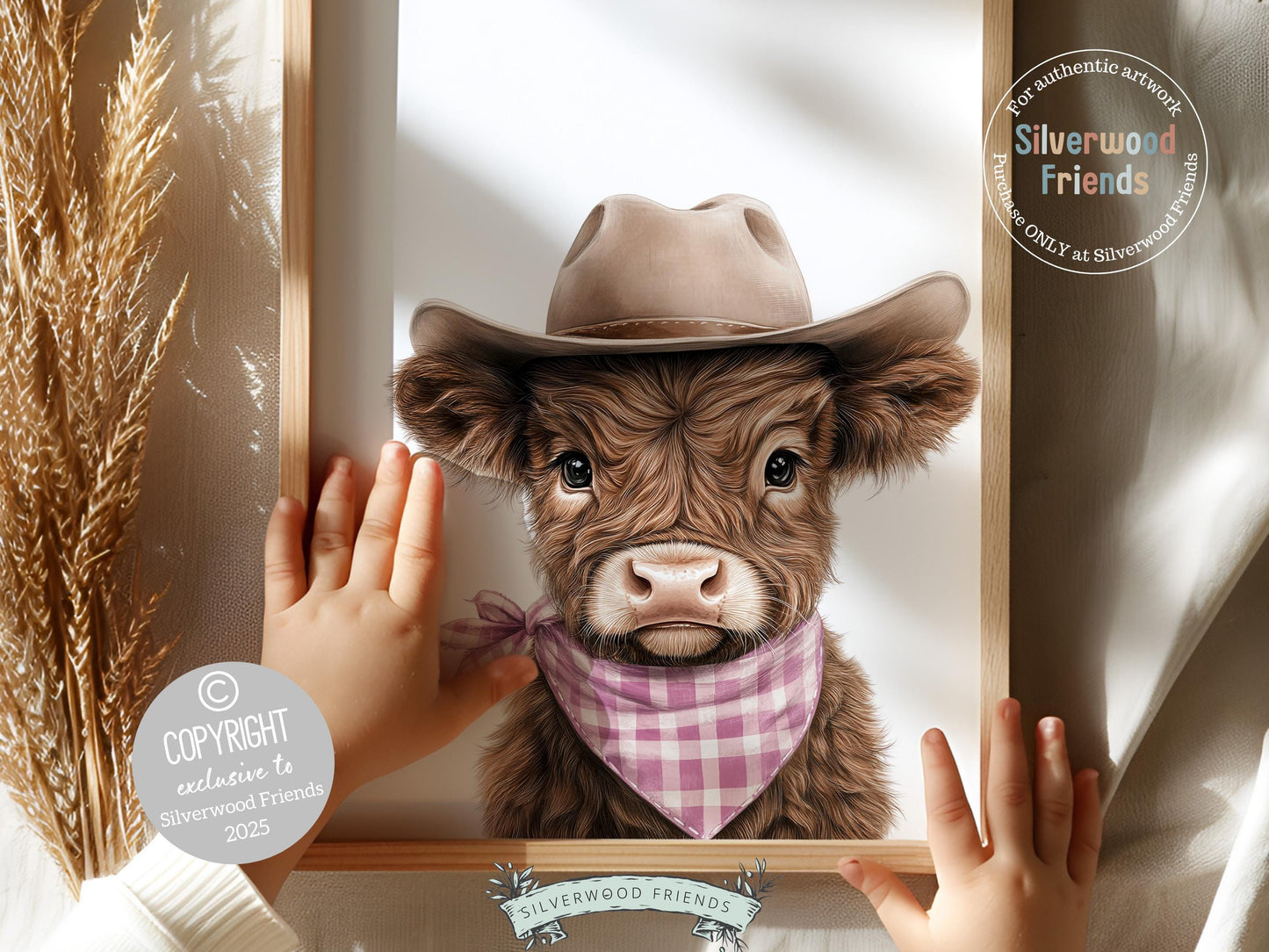 Peeking Baby Highland Cow Nursery Print, Baby Girl Pink Highland Cow Nursery Decor, Baby Girl Cowgirl Western Nursery Wall Art Digital Print