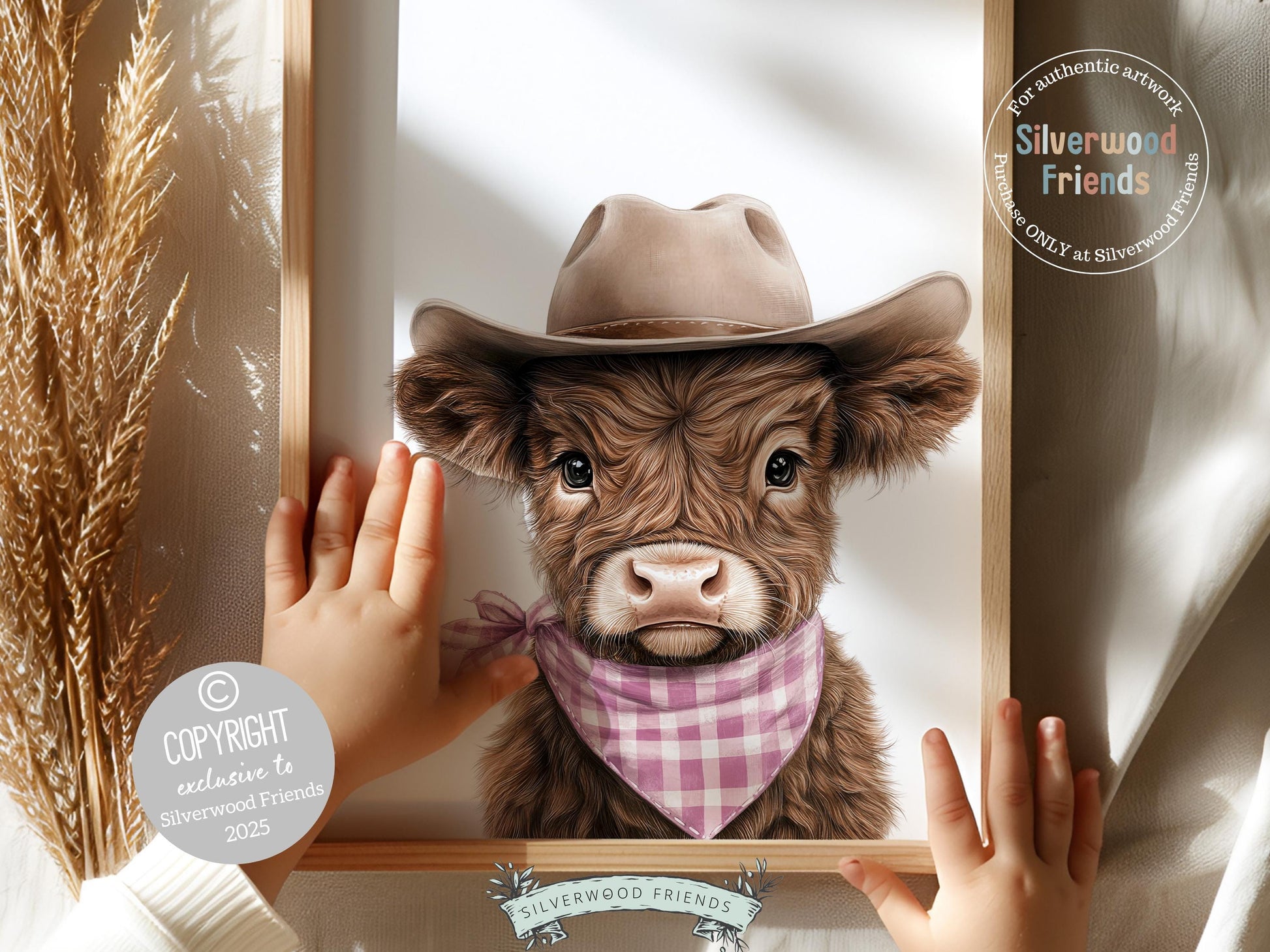 Peeking Baby Highland Cow Nursery Print, Baby Girl Pink Highland Cow Nursery Decor, Baby Girl Cowgirl Western Nursery Wall Art Digital Print
