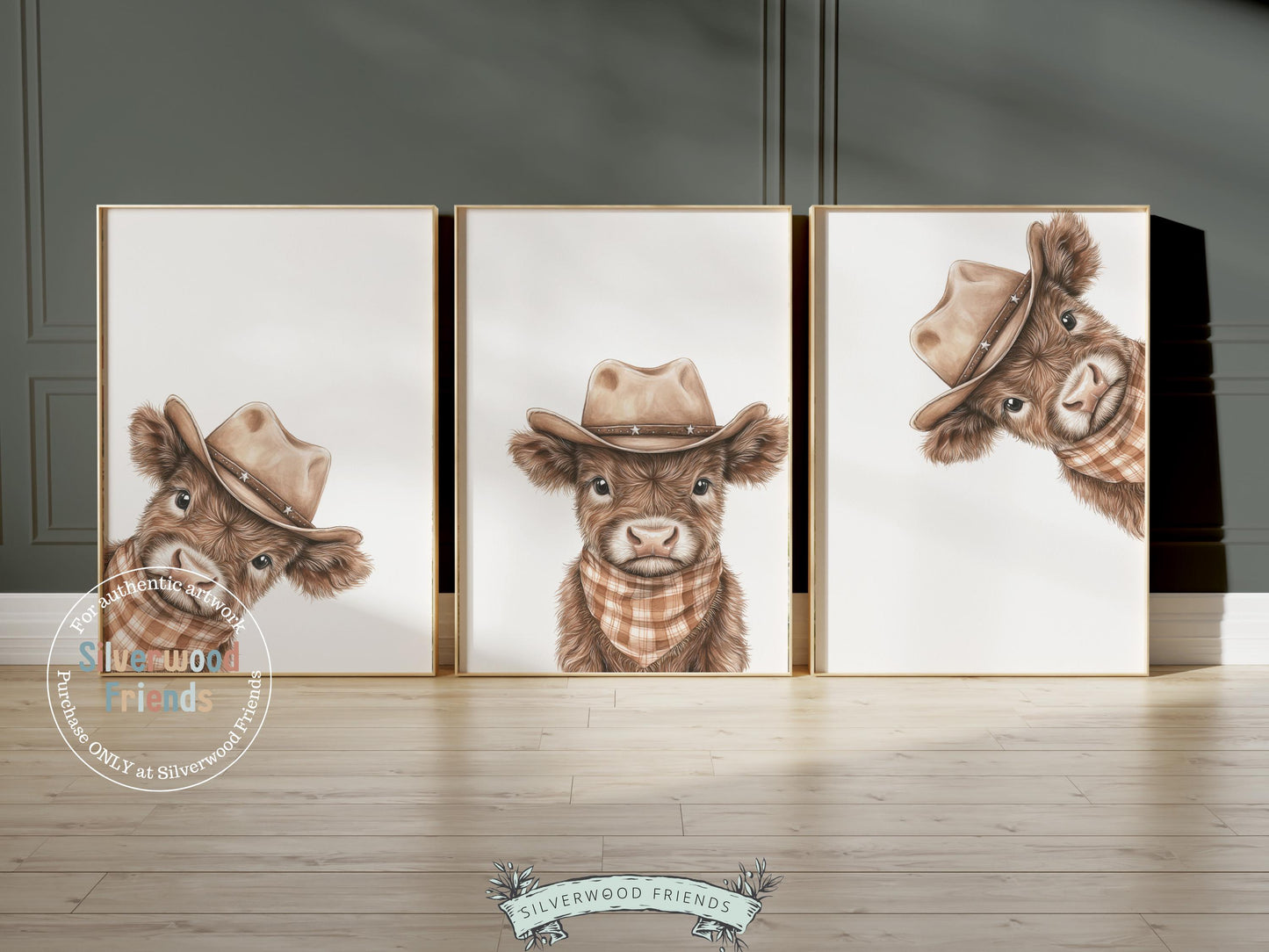 Peeking Baby Highland Cow Nursery Print, Neutral Highland Cow Nursery Decor, Highland Cow Gift Western Cowboy Nursery Wall Art Digital Print