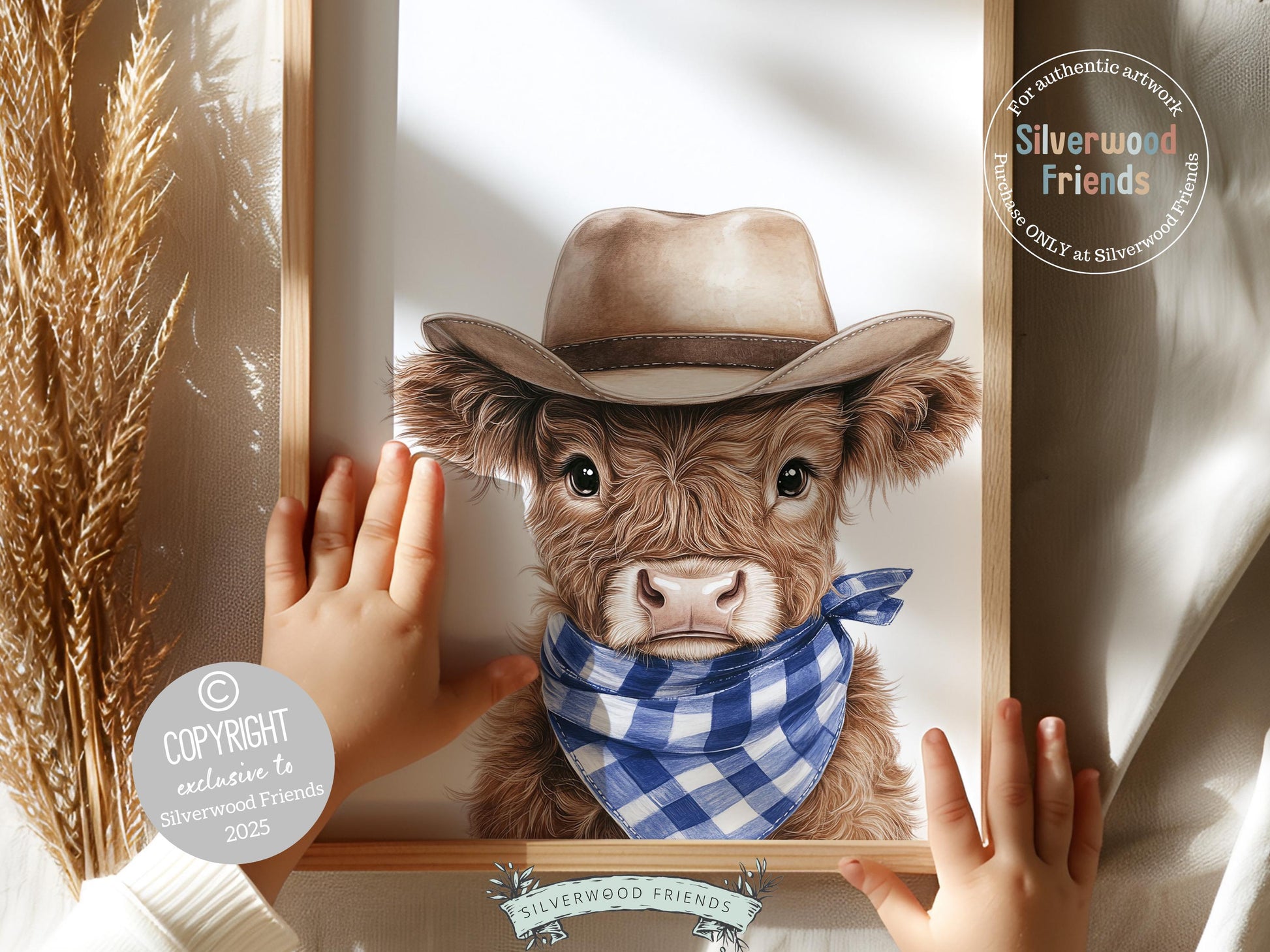 Peeking Baby Highland Cow Nursery Print, Baby Boy Blue Highland Cow Nursery Decor, Boys Farmhouse Cowboy Western Room Wall Art Digital Print