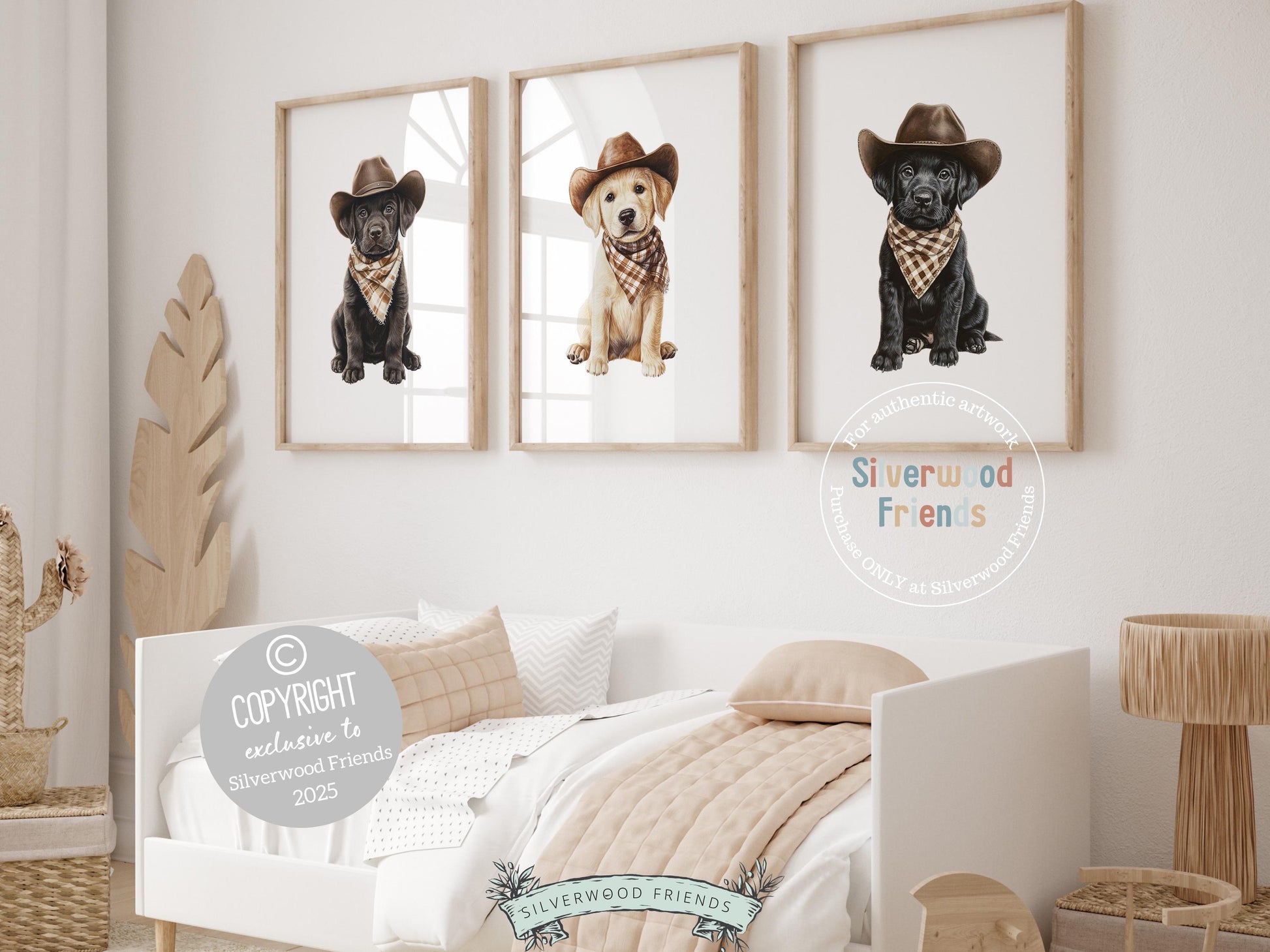 Labrador Dog Cowboy Hat Print, Neutral Cowboy Western Dog Nursery Decor, Cowboy Western Dog Nursery Wall Art, Labrador Puppy Digital Prints