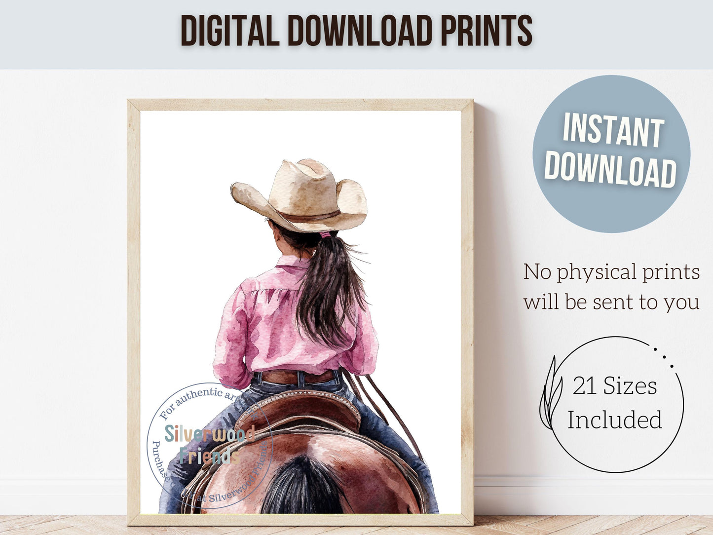 Cowgirl Nursery Print, Cowgirl Nursery Decor, Baby Girl Western Nursery Decor, Little Black Hair Girl Horse Riding Nursery Digital Print