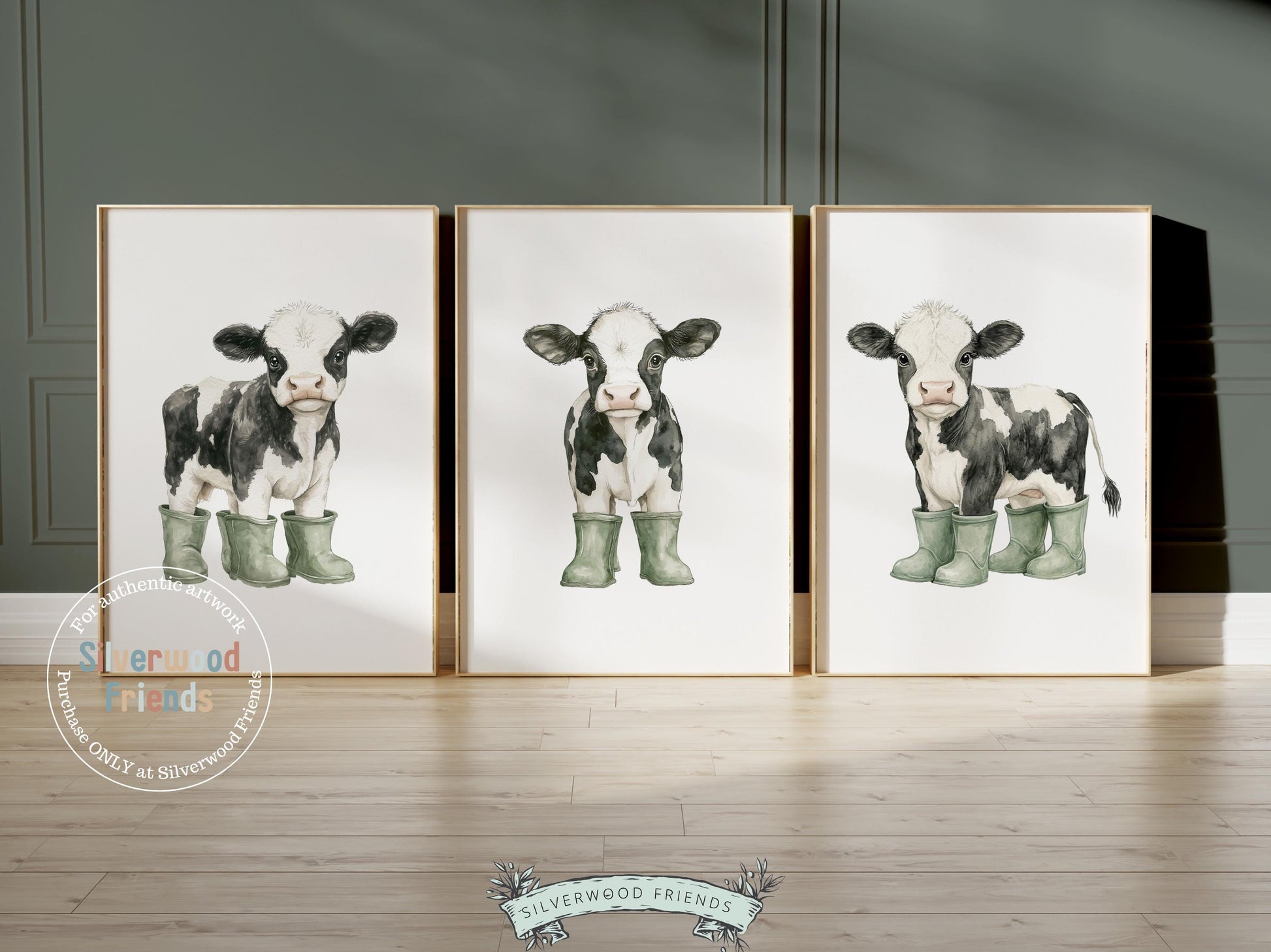 Cow Nursery Prints, Sage Green Highland Cow Nursery Decor, Black and White Cow Picture, Neutral Cowboy Western Nursery Decor Digital Print