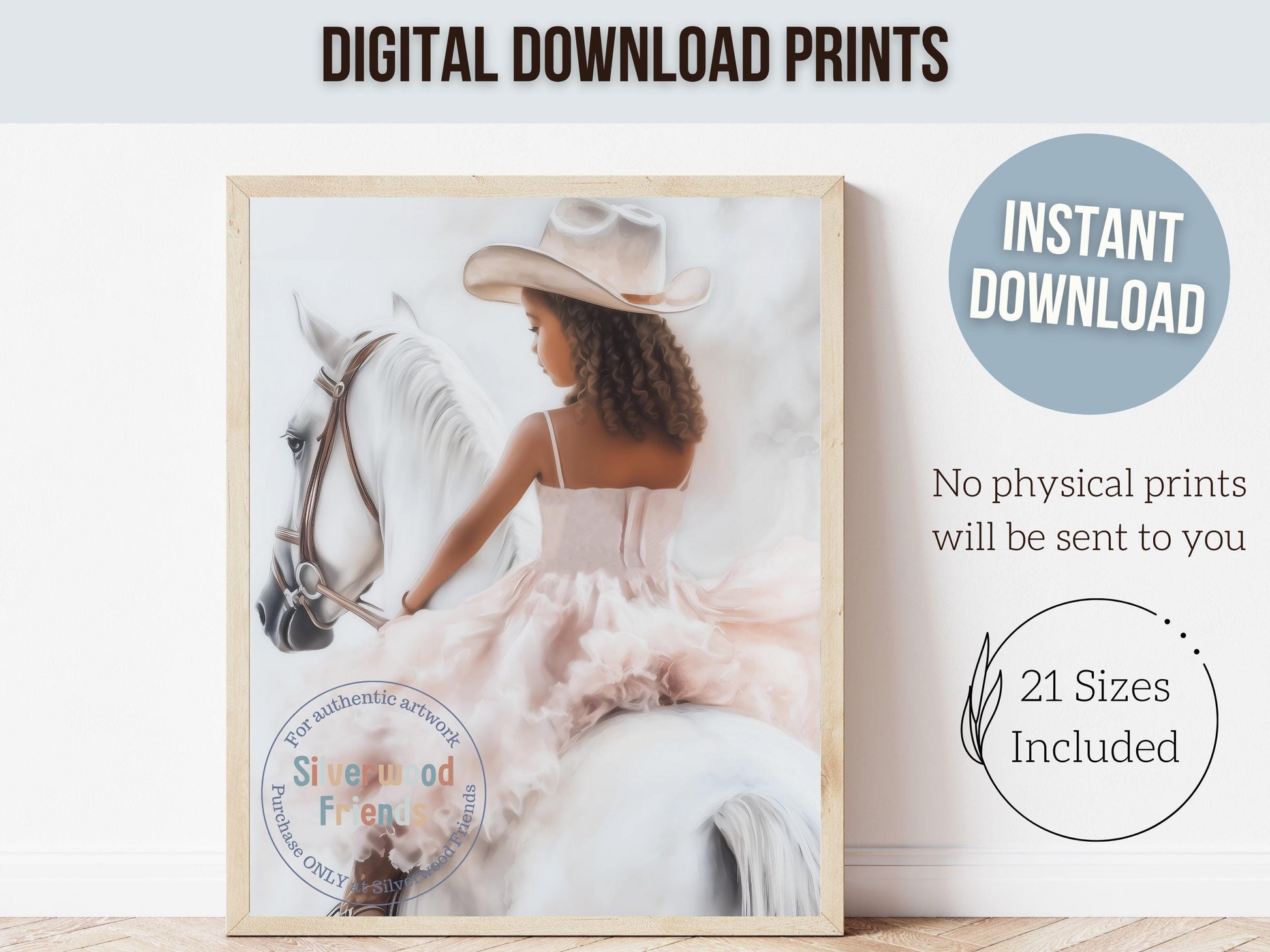 Cowgirl Nursery Print, African American Western Cowgirl Horse Nursery Decor, Little Black Girl Horse Riding Nursery Wall Art Digital Print