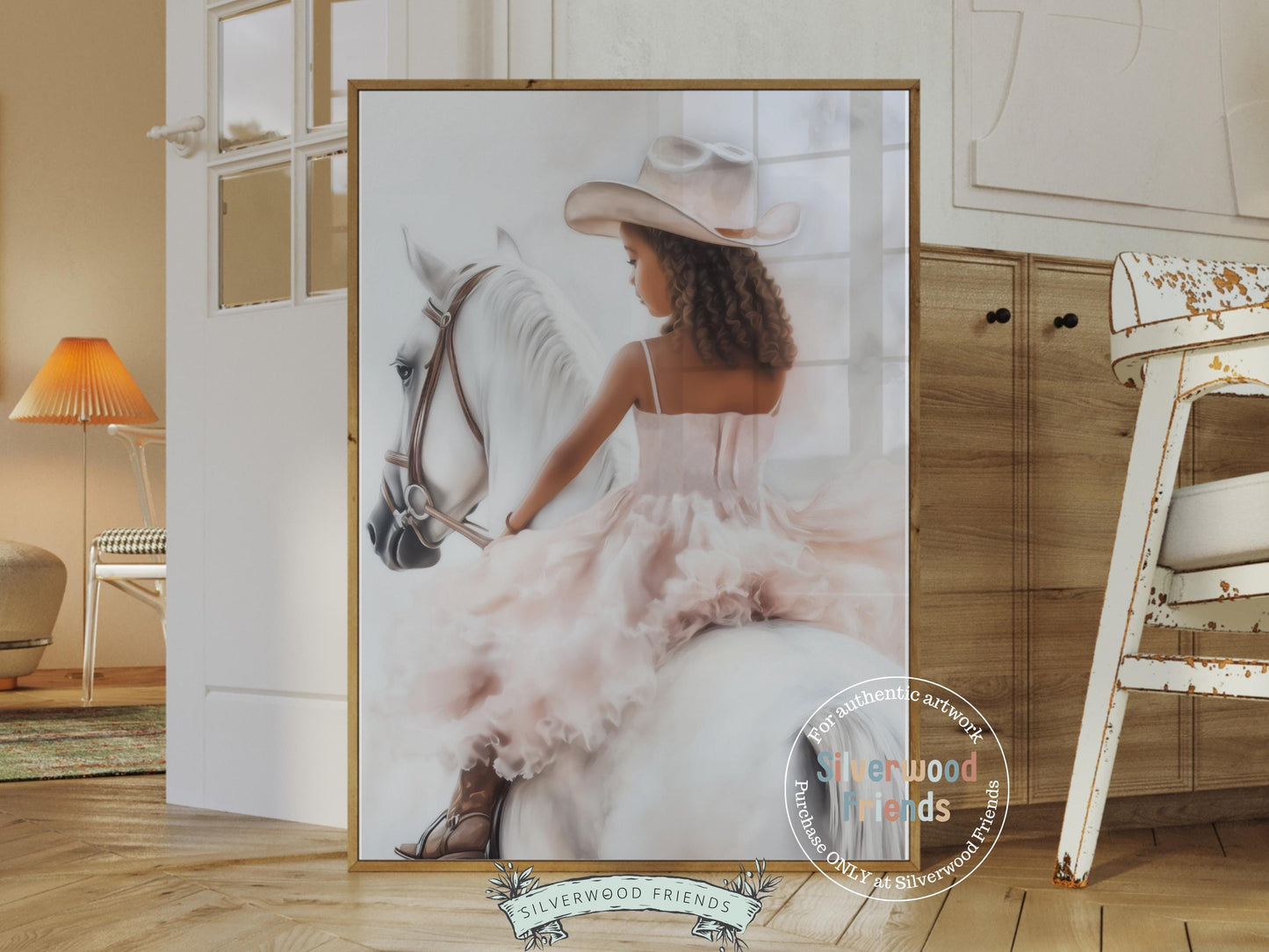 Cowgirl Nursery Print, African American Western Cowgirl Horse Nursery Decor, Little Black Girl Horse Riding Nursery Wall Art Digital Print