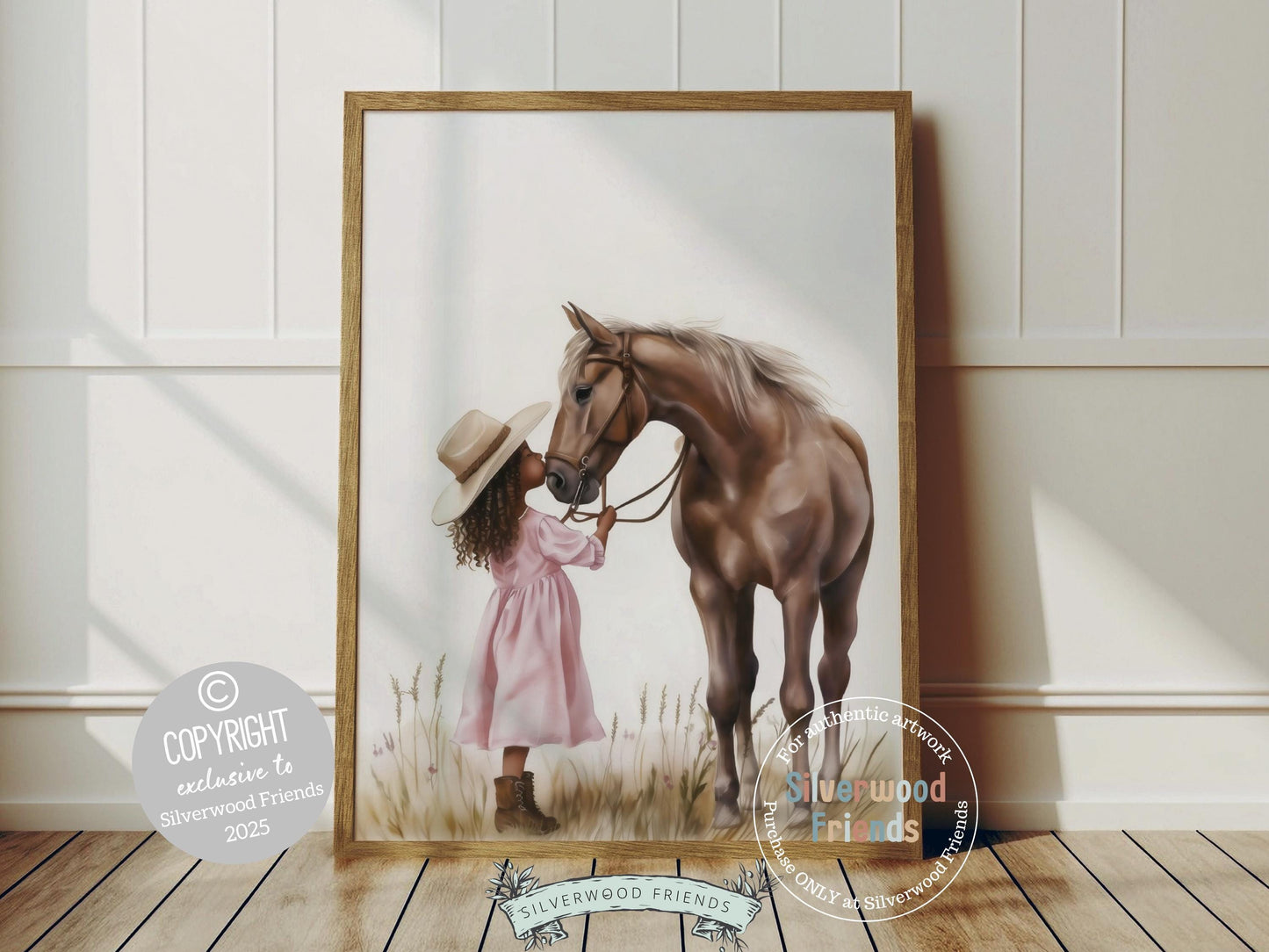 Immerse yourself in the timeless bond between cowgirl and horse with our enchanting watercolor print, featuring a cowgirl with her trusty brown horse. Perfect for a cowgirl nursery or any western themed space, this artwork adds a touch of rustic charm to your decor and makes a unique baby shower gift for horse lovers!