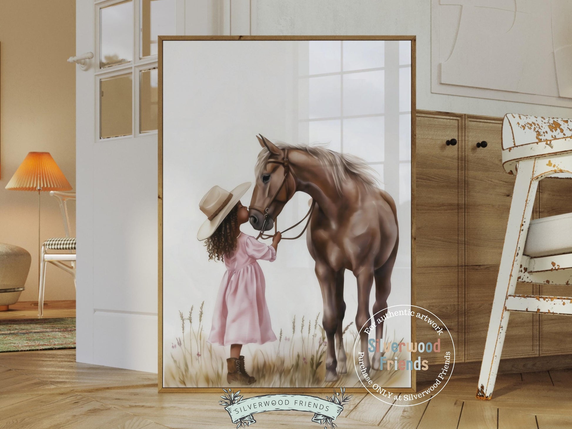 Cowgirl Nursery Print, African American Western Cowgirl Horse Nursery Decor, Little Black Girl Horse Riding Nursery Wall Art Digital Print