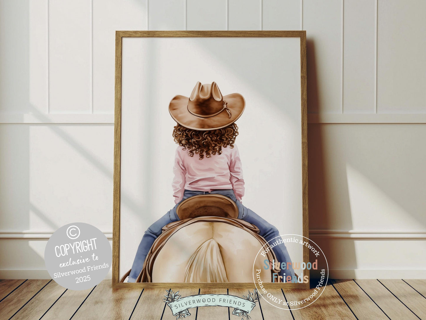 Immerse yourself in the timeless bond between cowgirl and horse with our enchanting watercolor print, featuring a cowgirl riding her beautiful cream horse. Perfect for a cowgirl nursery or any western themed space, this artwork adds a touch of rustic charm to your decor and makes a unique baby shower gift for horse lovers!