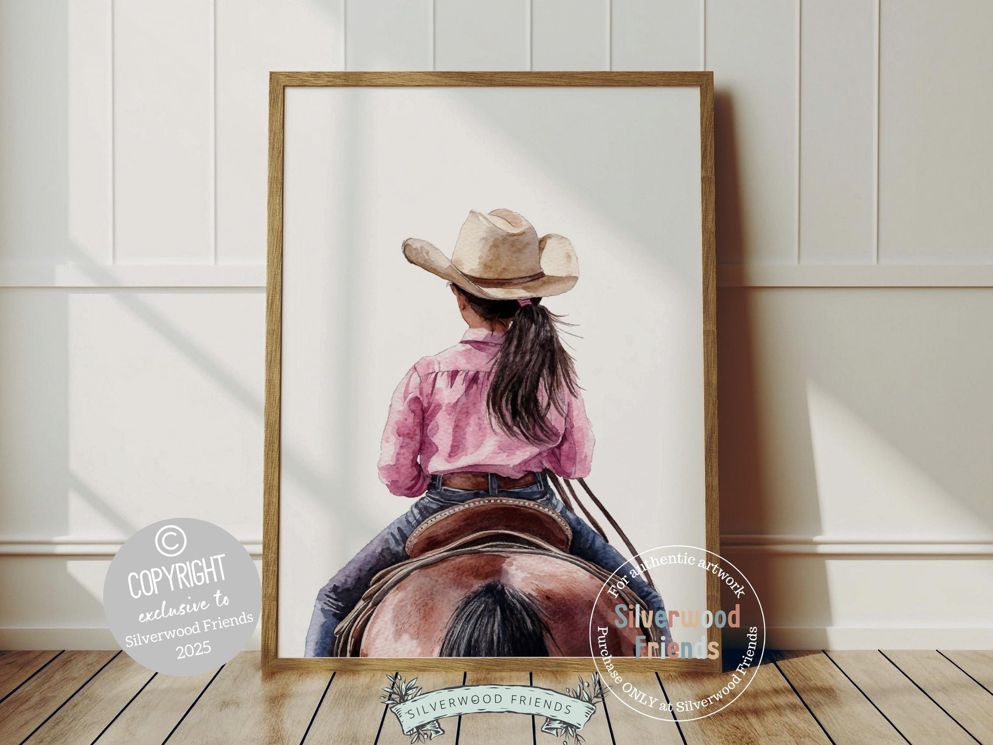 Experience the sweet connection between cowgirl and horse with our enchanting watercolor print, featuring a tender moment shared between a cowgirl and her beloved companion. Perfect for adding heartfelt western charm to any space. 🤠💕🐴