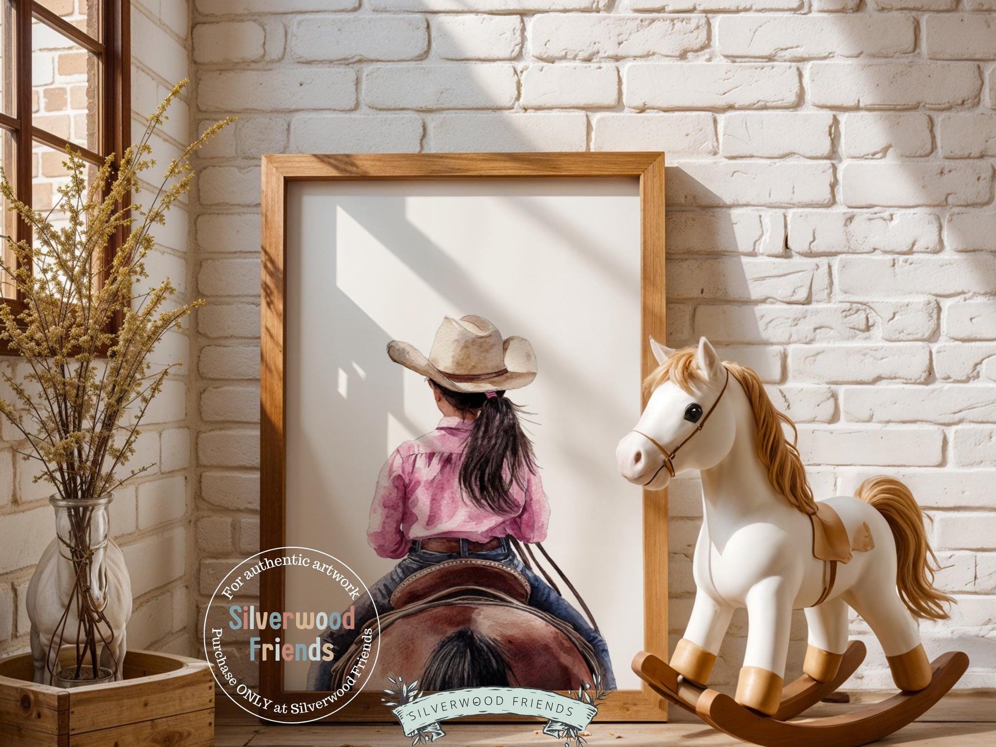 Cowgirl Nursery Print, Cowgirl Nursery Decor, Baby Girl Western Nursery Decor, Little Black Hair Girl Horse Riding Nursery Digital Print