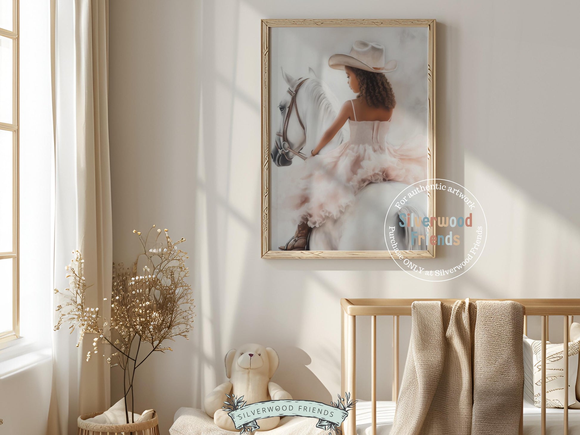 Cowgirl Nursery Print, African American Western Cowgirl Horse Nursery Decor, Little Black Girl Horse Riding Nursery Wall Art Digital Print