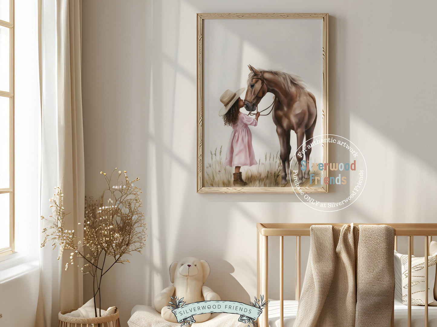 Cowgirl Nursery Print, African American Western Cowgirl Horse Nursery Decor, Little Black Girl Horse Riding Nursery Wall Art Digital Print