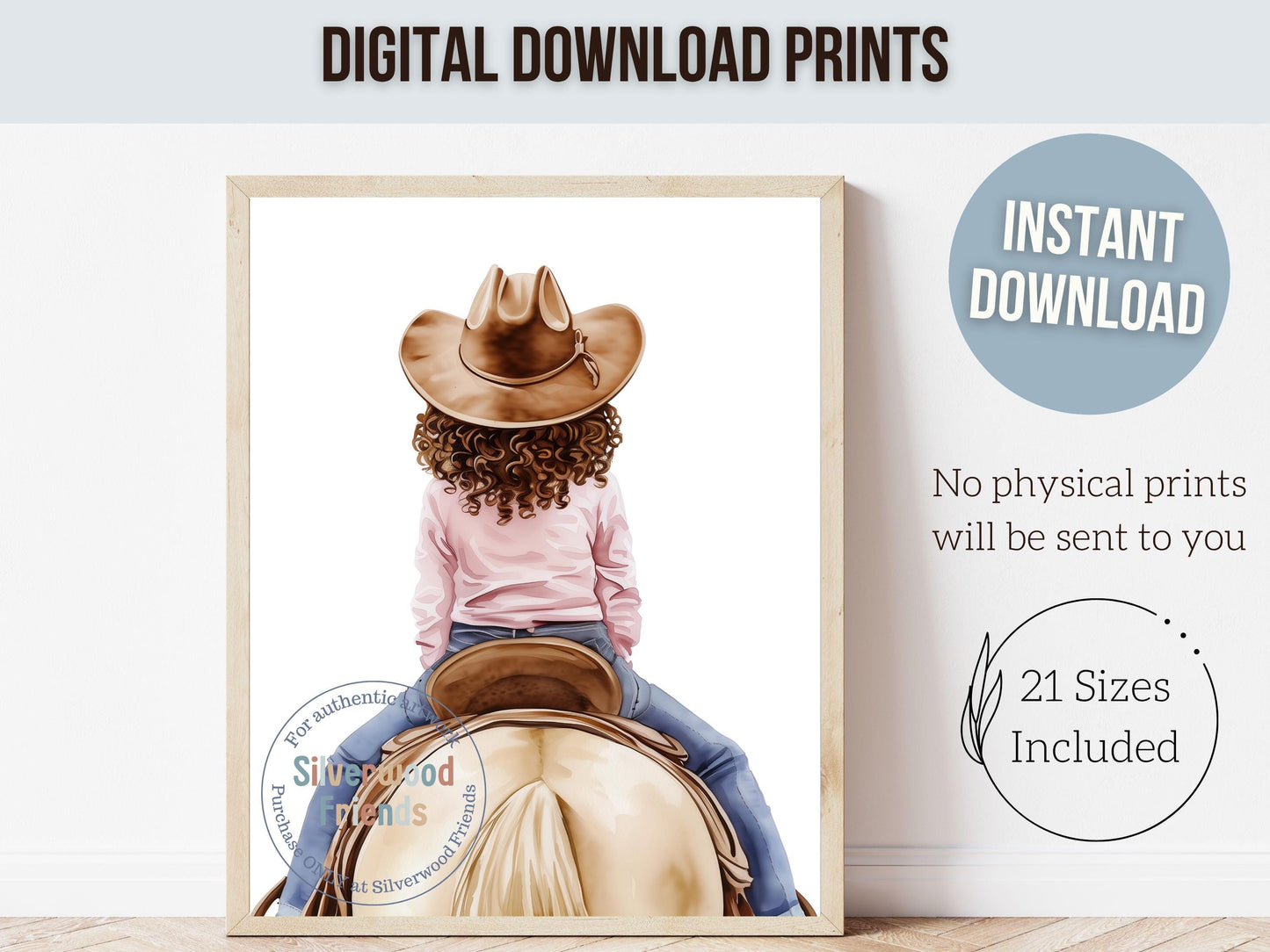 Cowgirl Nursery Print, African American Western Cowgirl Horse Nursery Decor, Little Black Girl Horse Riding Nursery Wall Art Digital Print