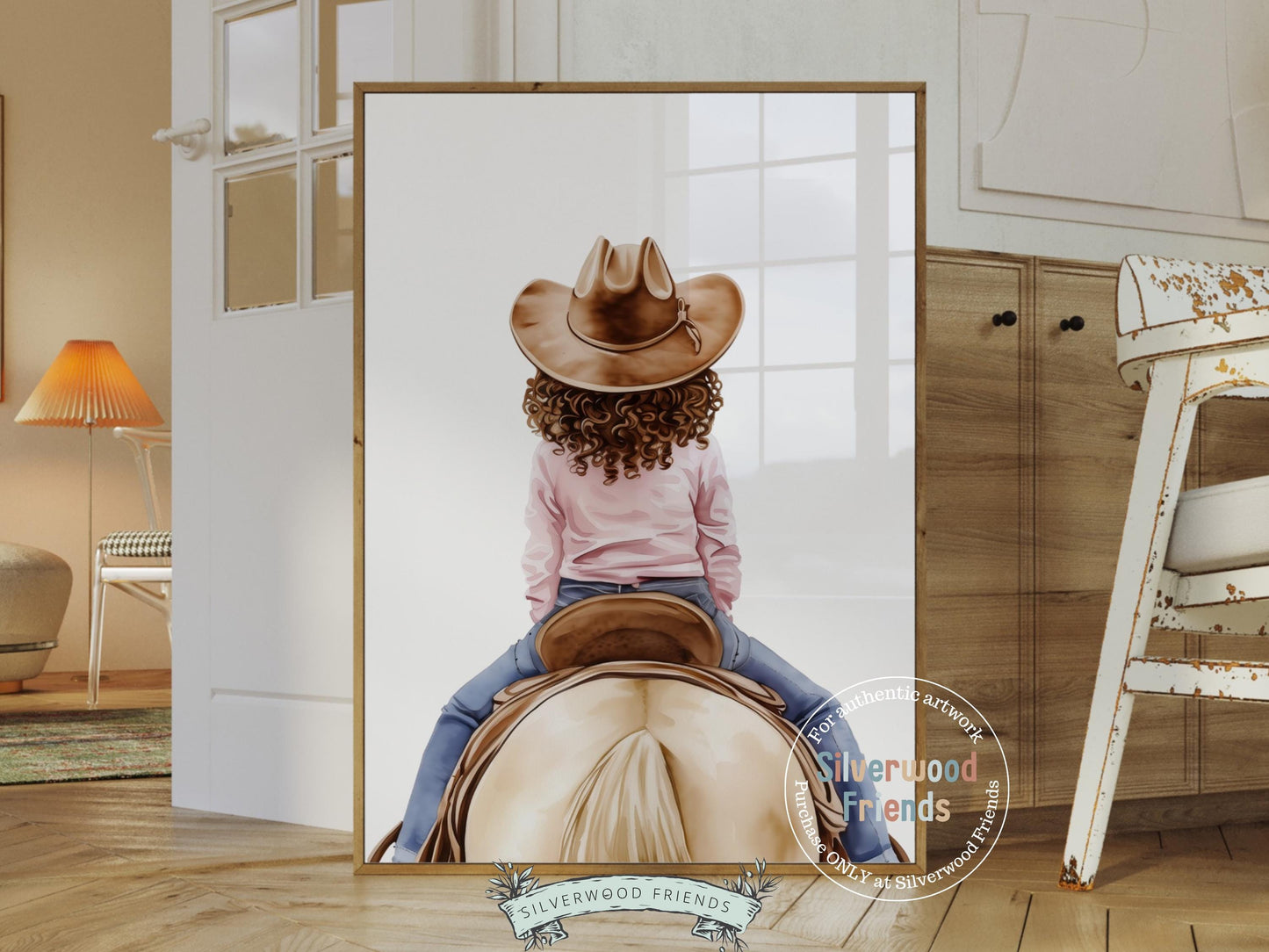 Cowgirl Nursery Print, African American Western Cowgirl Horse Nursery Decor, Little Black Girl Horse Riding Nursery Wall Art Digital Print