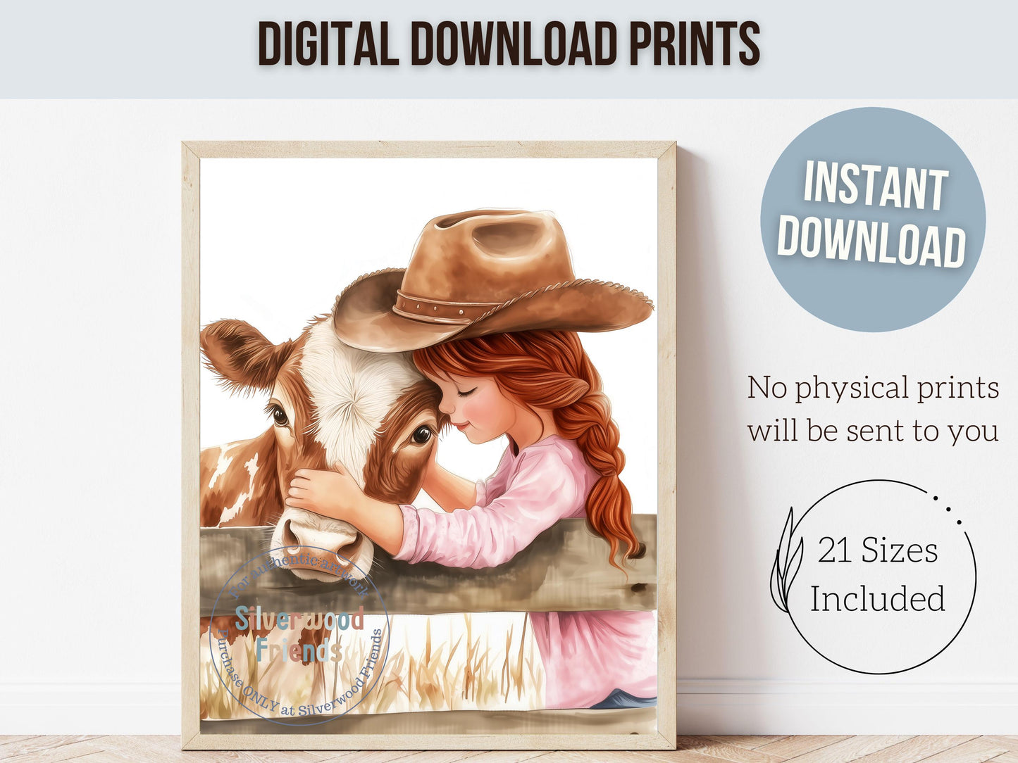 Cow Nursery Print, Baby Girl Highland Cow Nursery Decor, Pink Cowgirl Nursery Print, Kids Farm Animal Room Wall Decor Digital Print