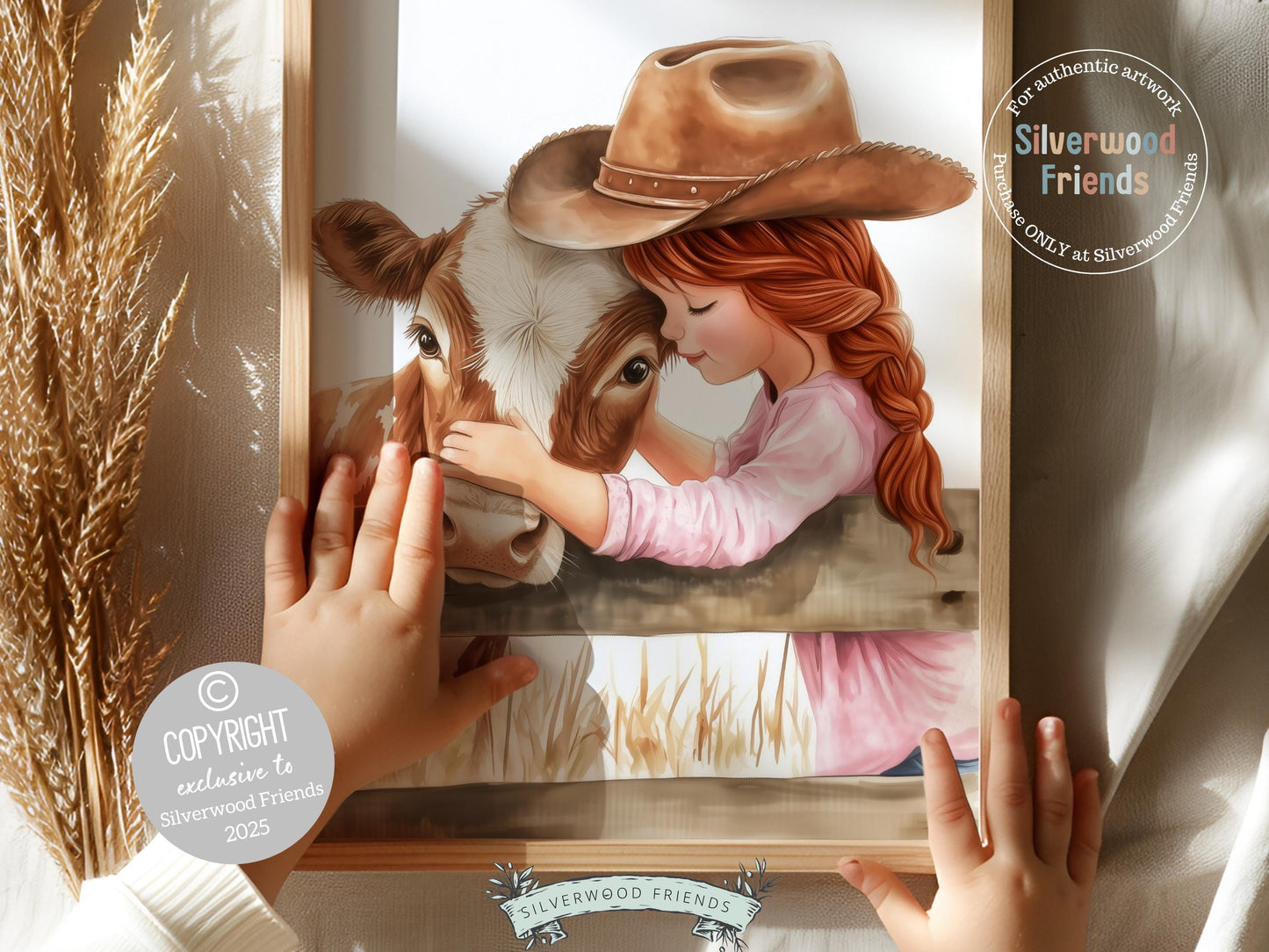 Cow Nursery Print, Baby Girl Highland Cow Nursery Decor, Pink Cowgirl Nursery Print, Kids Farm Animal Room Wall Decor Digital Print