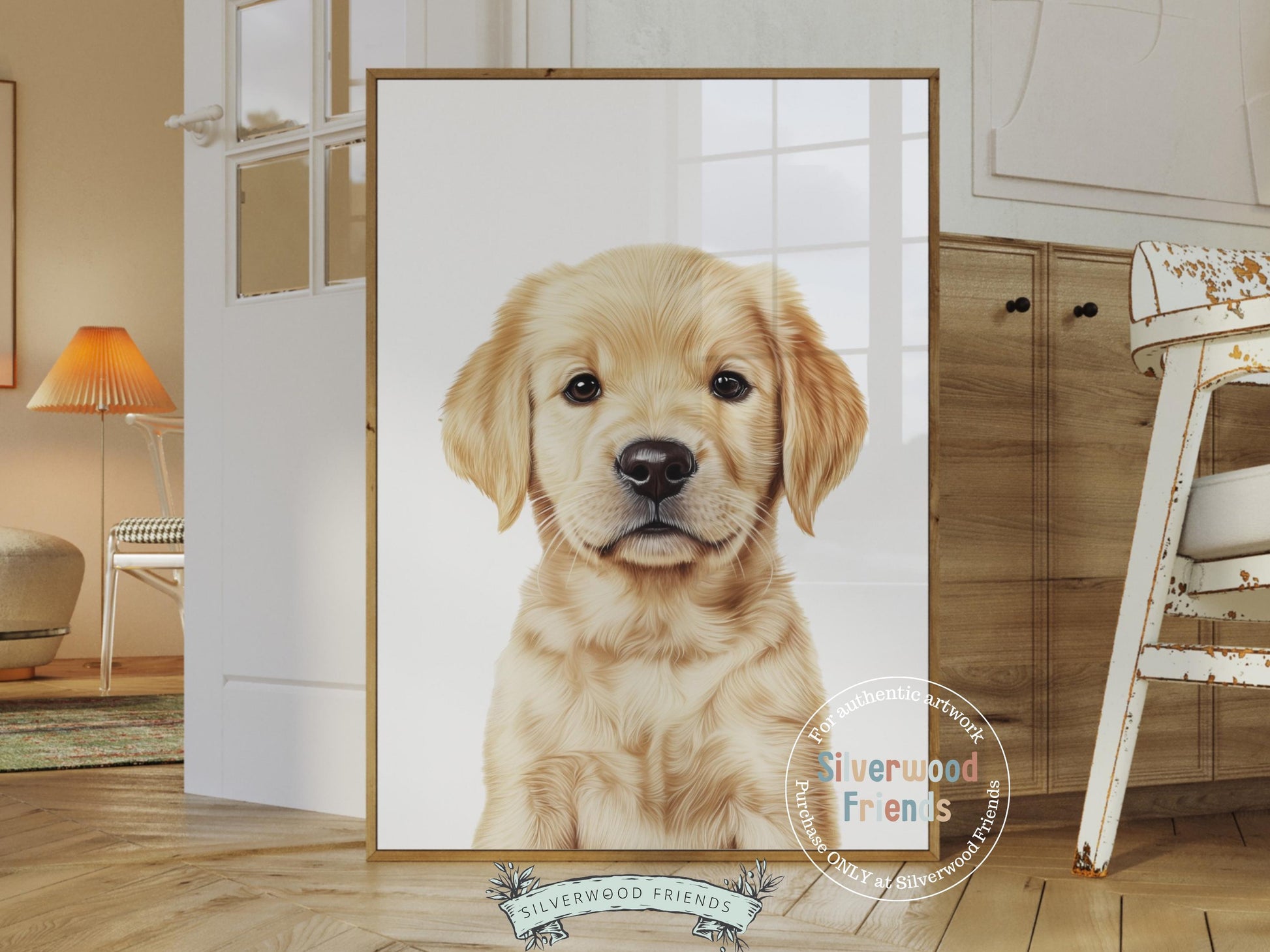 Blonde Labrador Puppy Dog Print, Neutral Puppy Dog Nursery Decor, Labrador Puppy Dog Nursery Wall Art, Yellow Labrador Puppy Digital Print