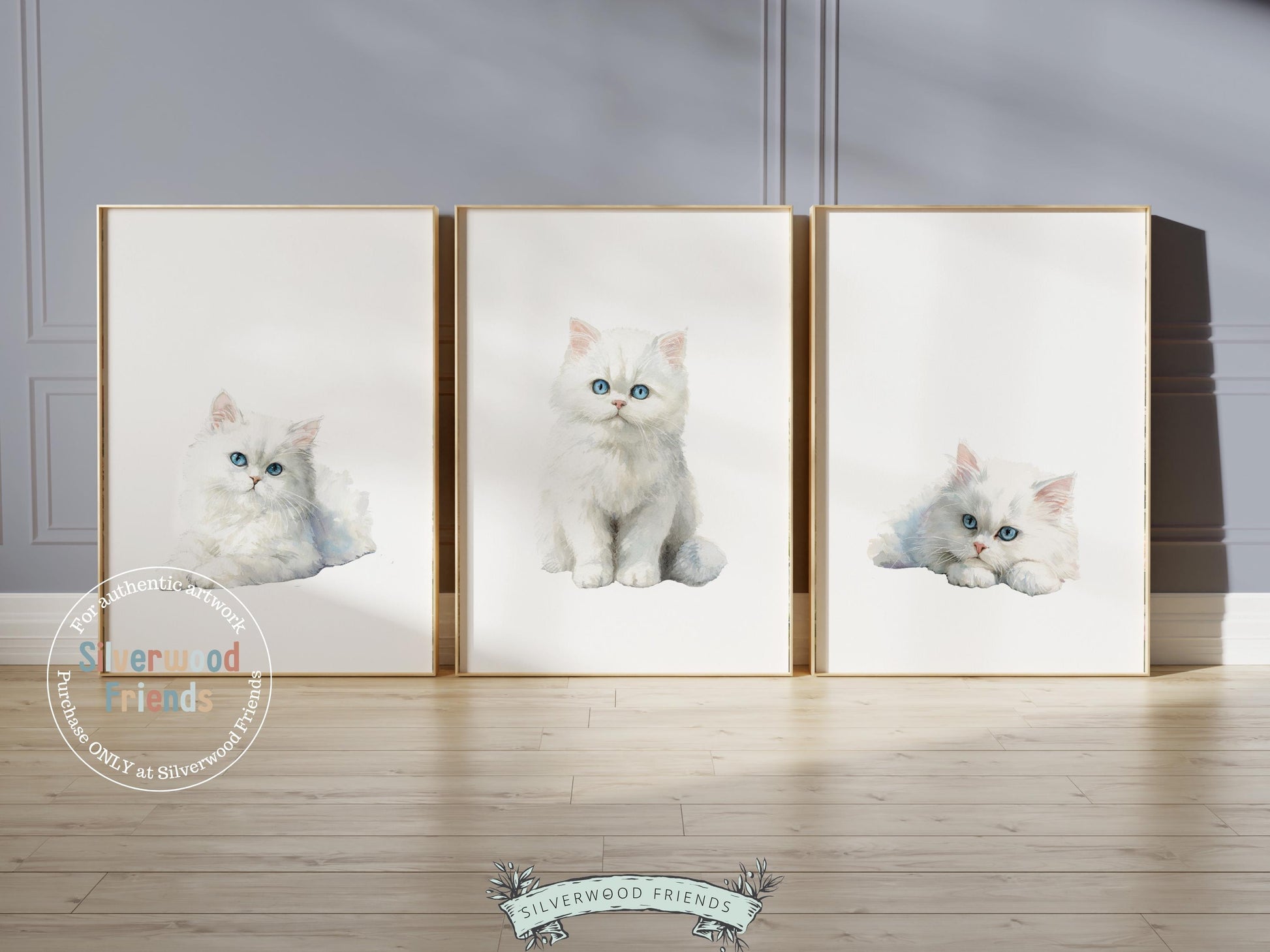 Ragdoll Cat Print Set of 3, Ragdoll Kitten Nursery Decor, Ragdoll Cat Nursery Wall Art, Cat Themed Gifts, Cat Poster Painting Digital Print