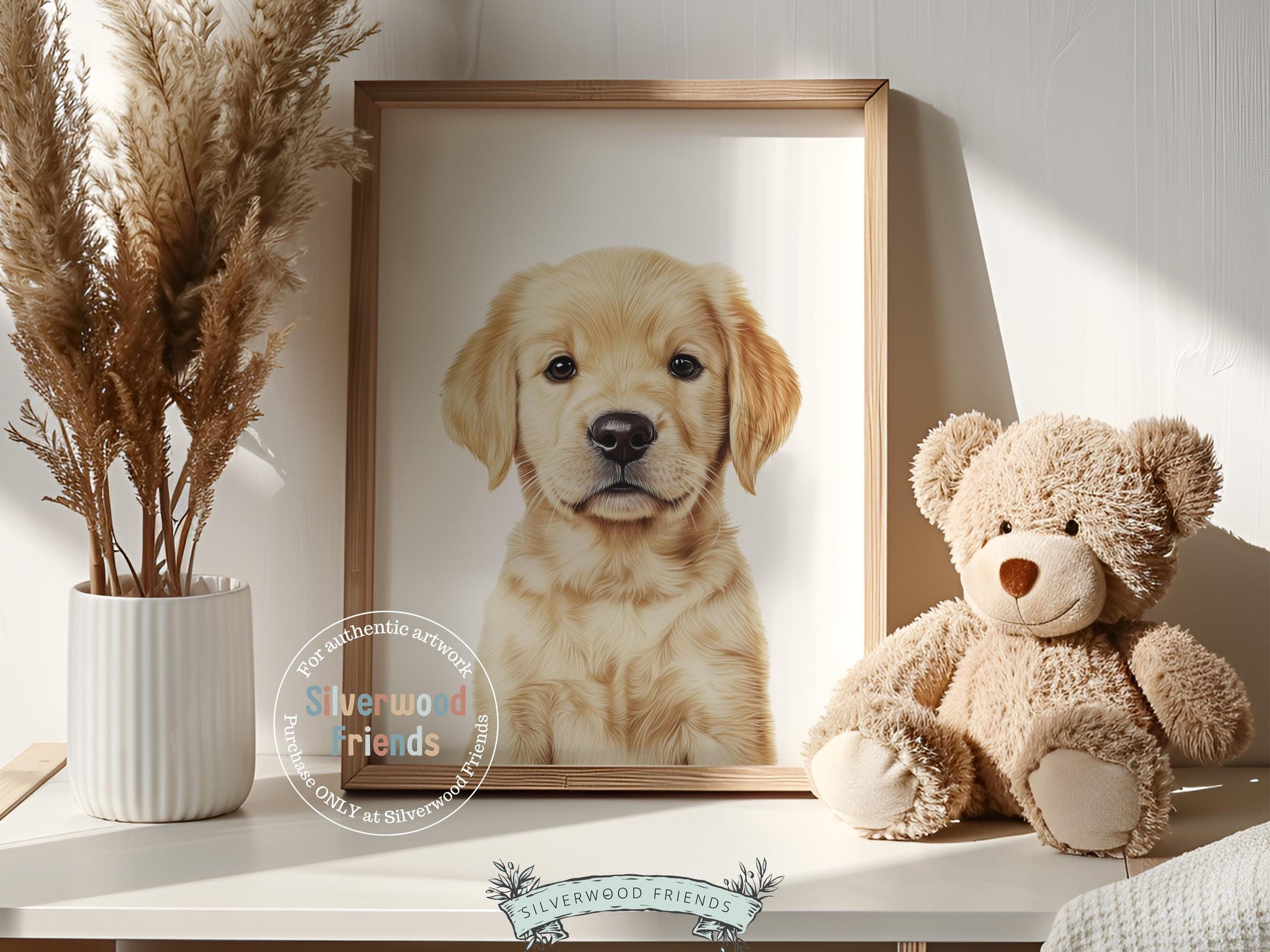 Blonde Labrador Puppy Dog Print, Neutral Puppy Dog Nursery Decor, Labrador Puppy Dog Nursery Wall Art, Yellow Labrador Puppy Digital Print