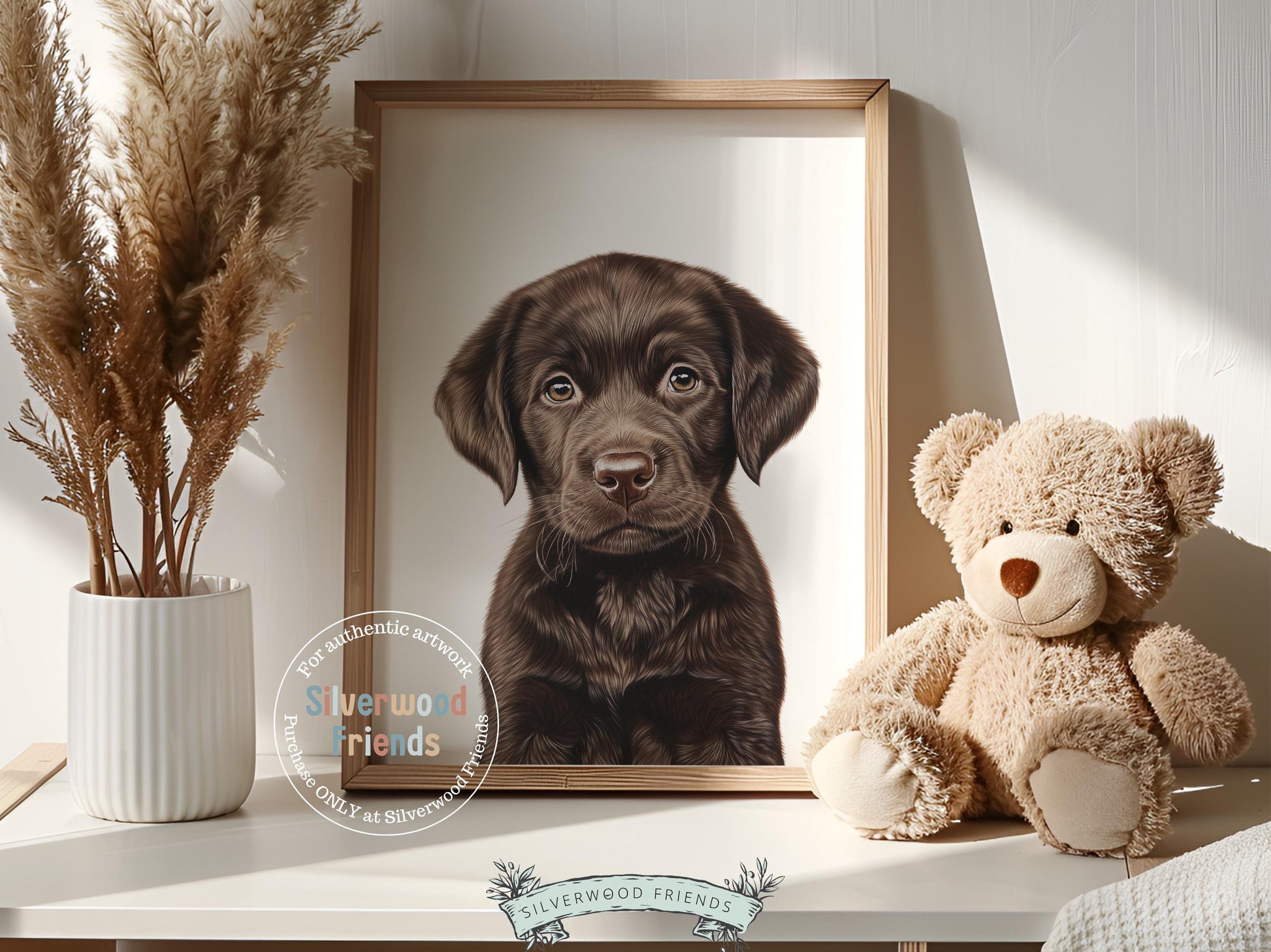 Brown Labrador Puppy Dog Print, Puppy Dog Nursery Decor, Labrador Puppy Dog Nursery Wall Art, Chocolate Brown Puppy Labrador Digital Print