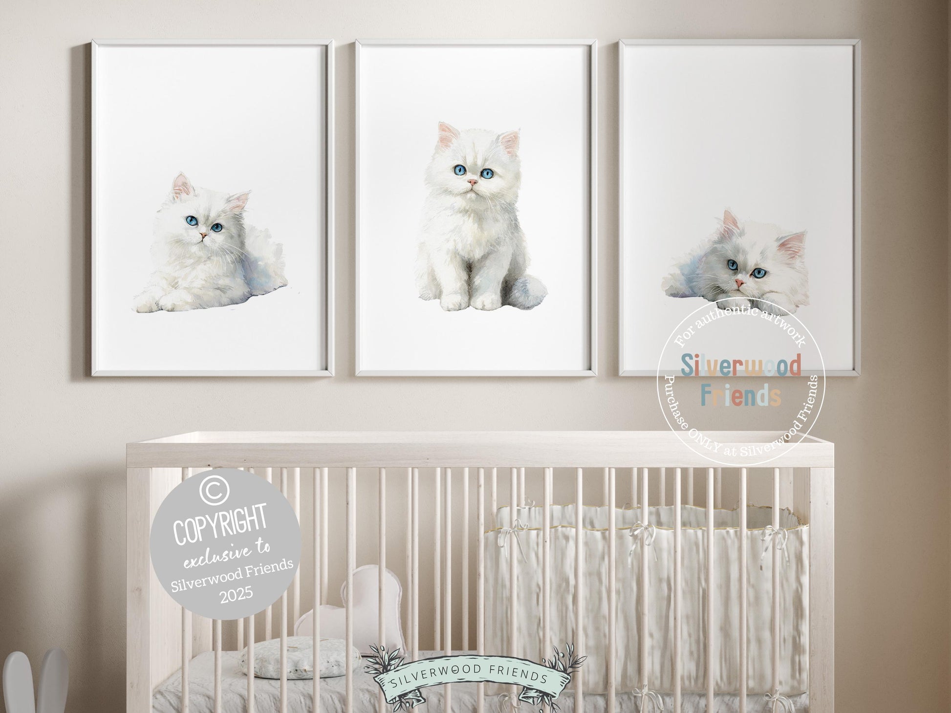 Ragdoll Cat Print Set of 3, Ragdoll Kitten Nursery Decor, Ragdoll Cat Nursery Wall Art, Cat Themed Gifts, Cat Poster Painting Digital Print