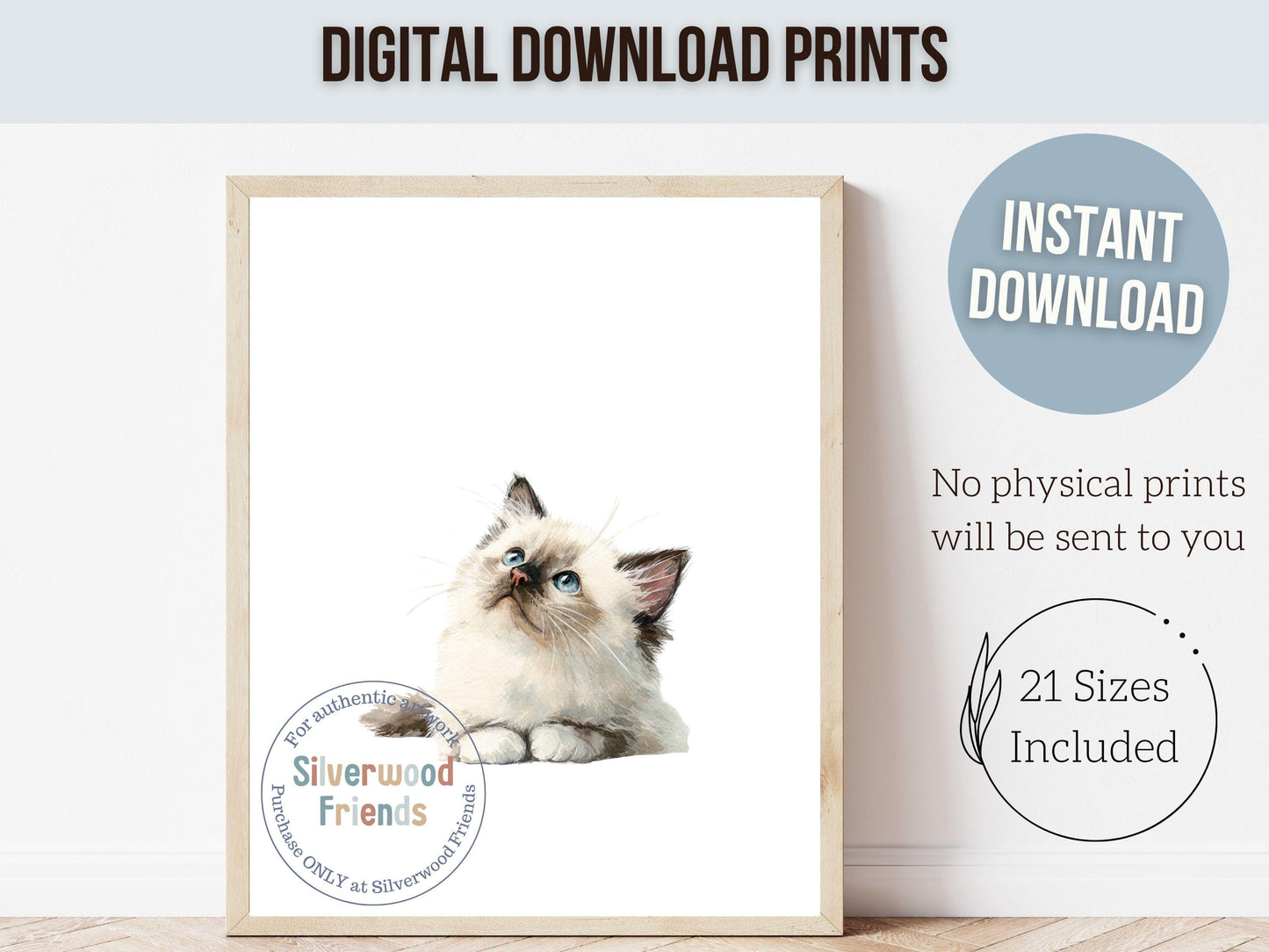 Ragdoll Cat Print Set of 3, Ragdoll Kitten Nursery Decor, Ragdoll Cat Nursery Wall Art, Cat Themed Gifts, Cat Poster Painting Digital Print