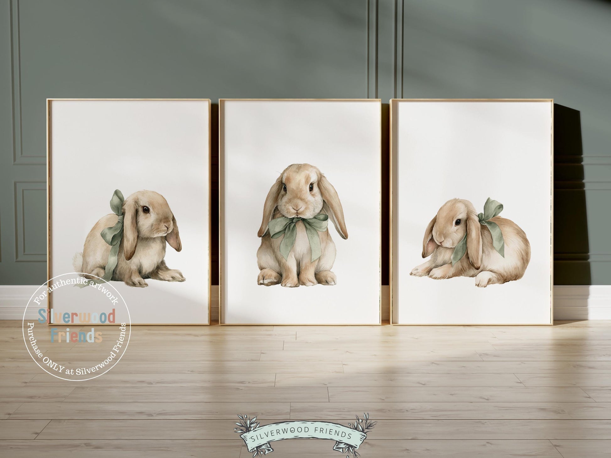 Bunny Nursery Prints, Sage Green Woodland Bunny Nursery Decor, Neutral Nursery Wall Art, Easter Decor Poster, Spring Artwork Digital Print